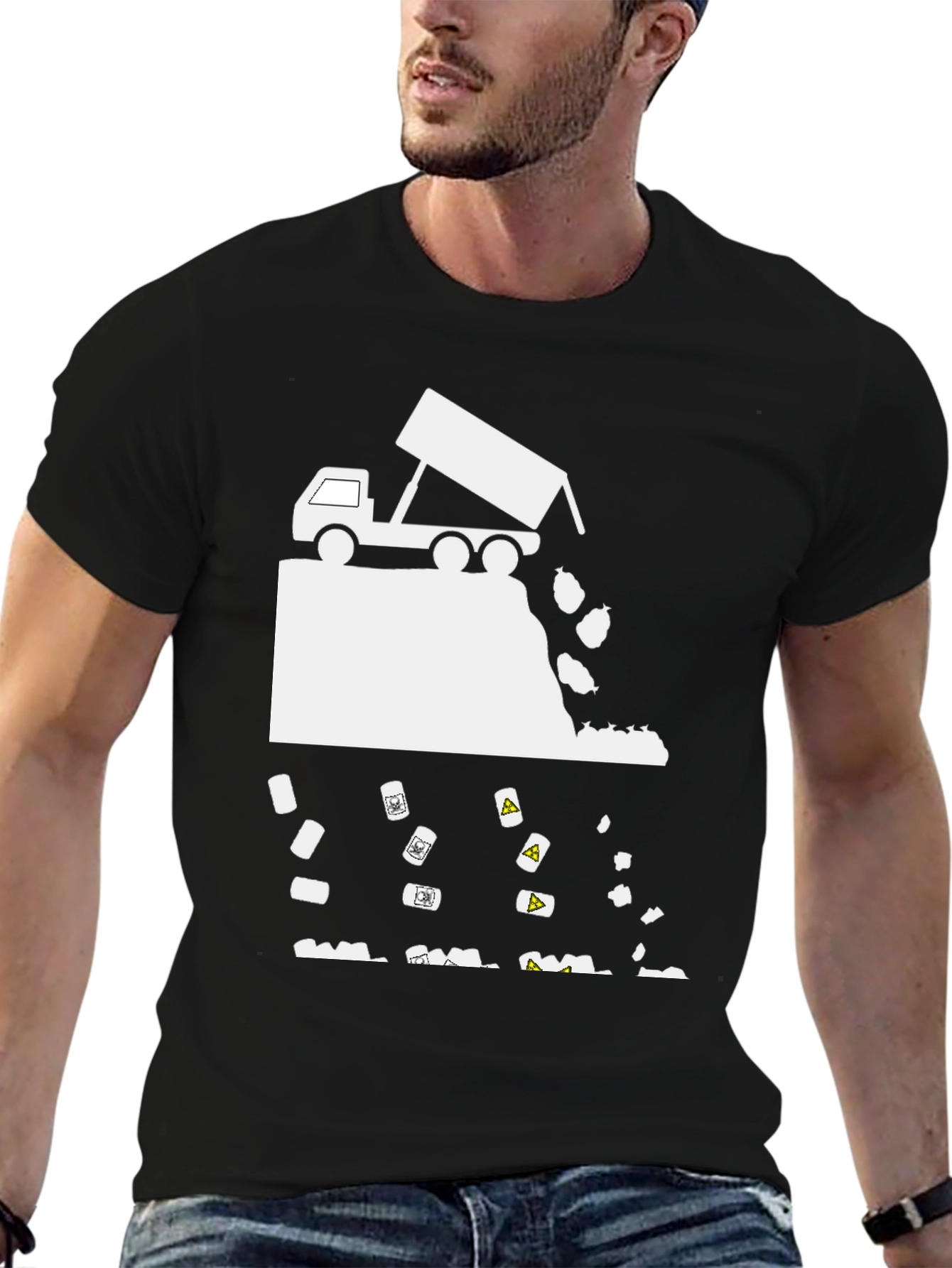 Black Dump Truck T-Shirt - Funny Toxic Waste Design view 6