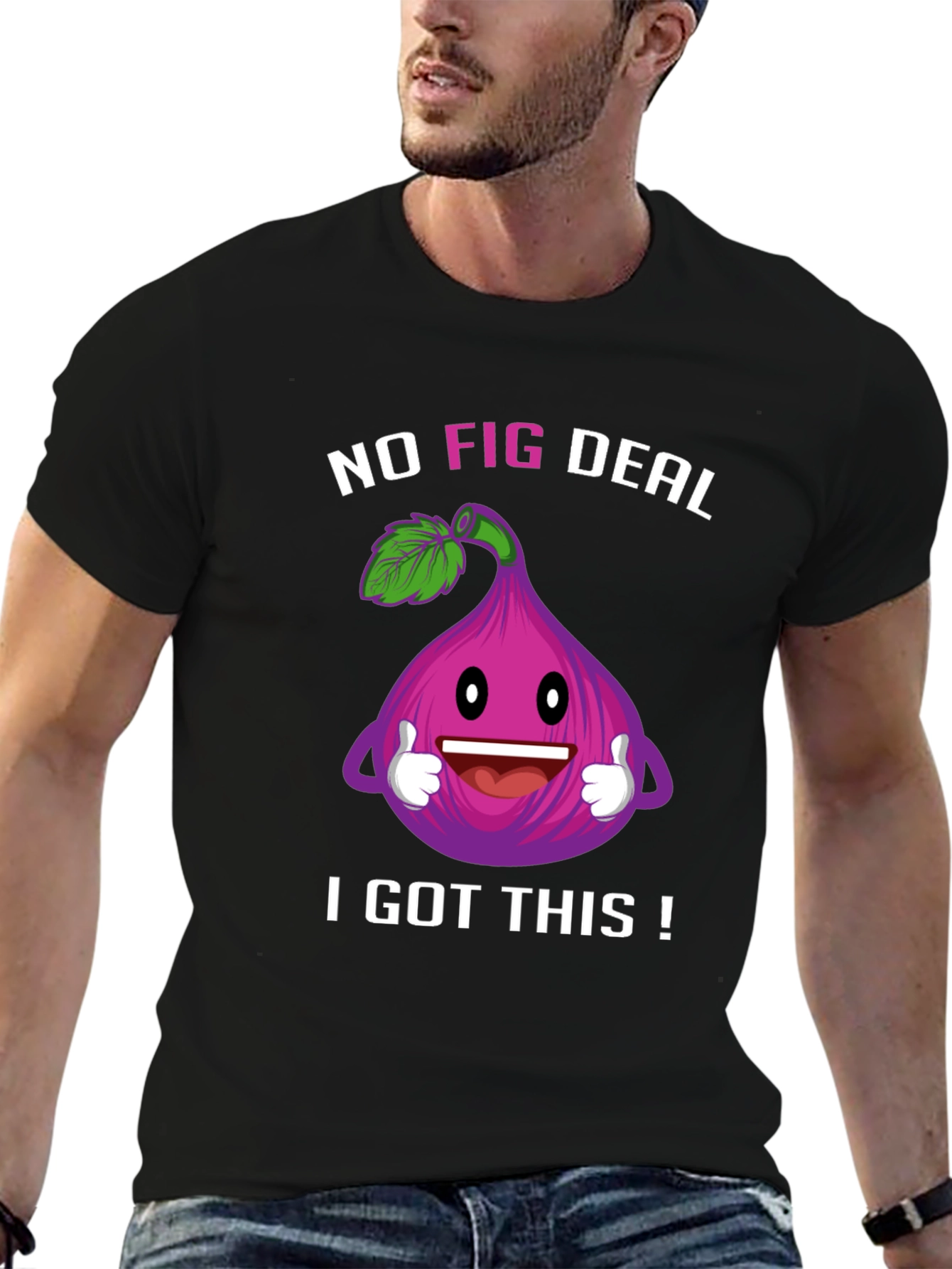 Black Funny No Fig Deal T-Shirt view 6