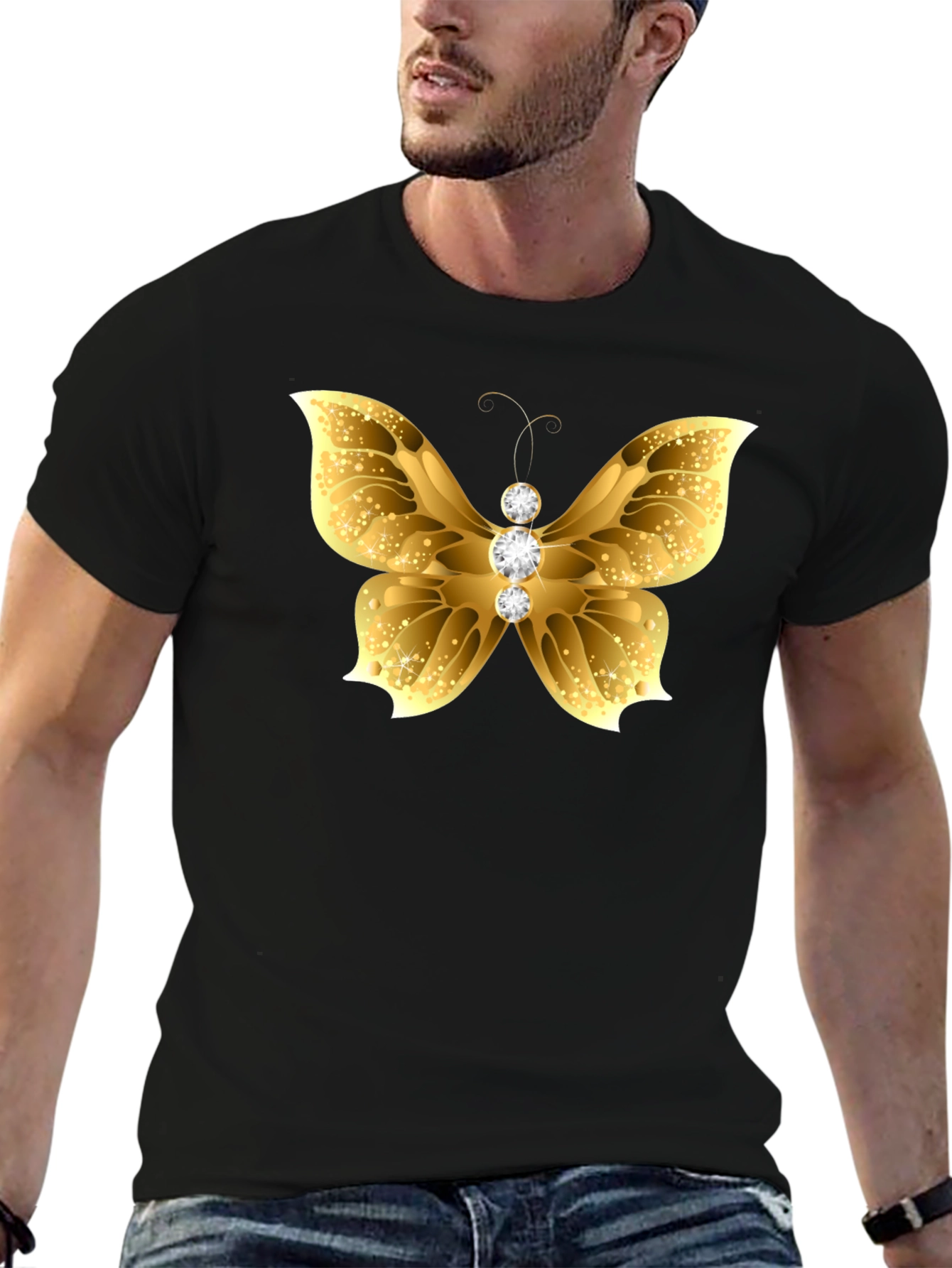 Black Golden Butterfly Tee view 6