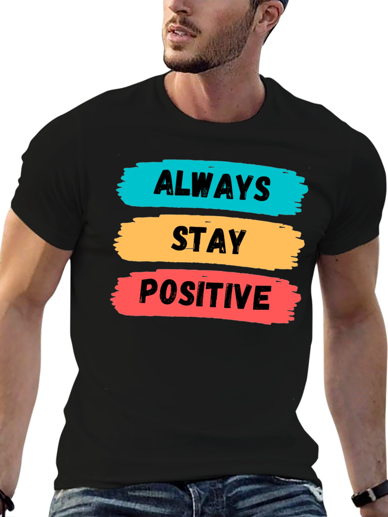 Black Always Stay Positive Graphic Tee view 6