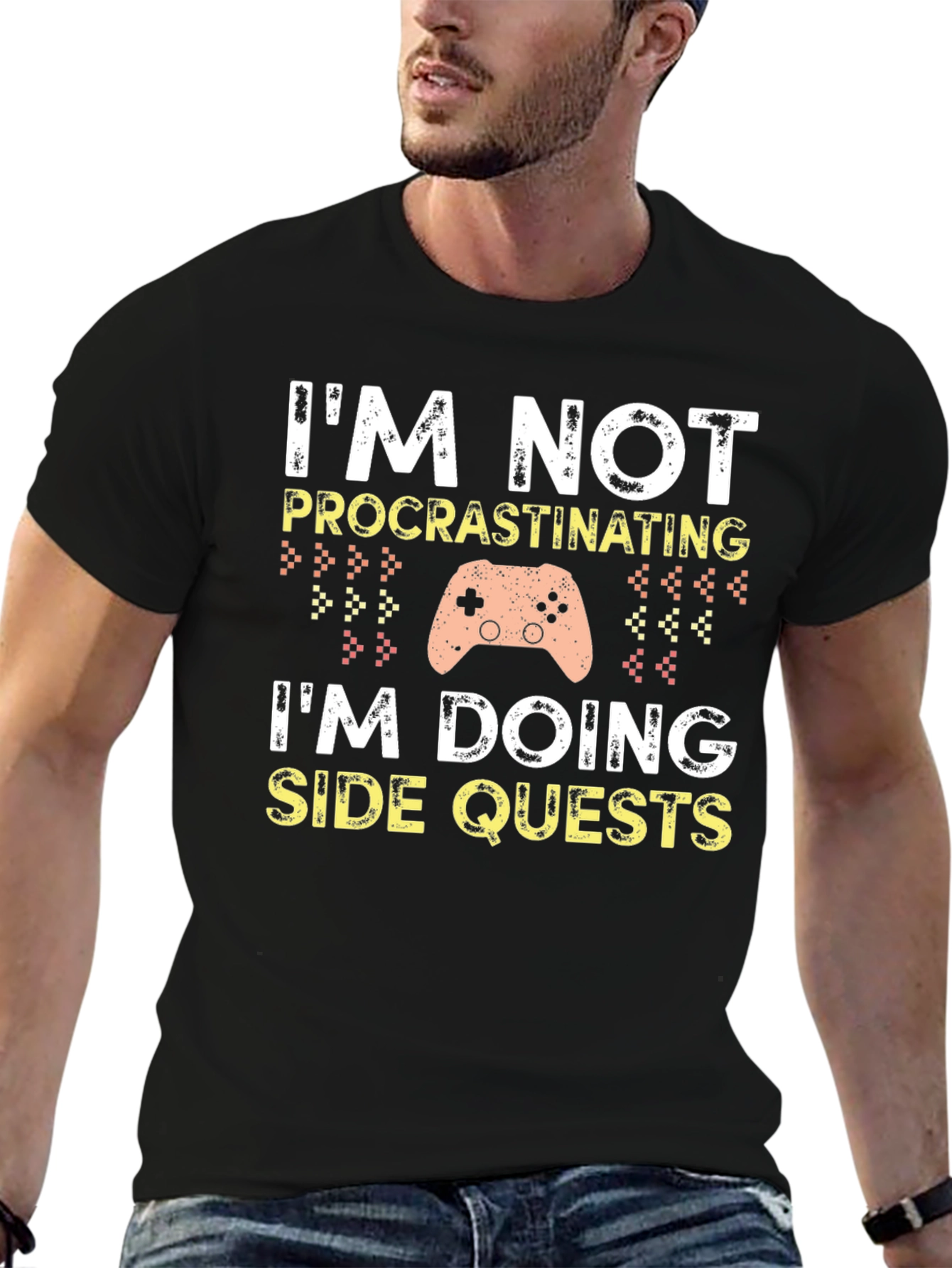 Black Gamer T-Shirt - Side Quests view 6