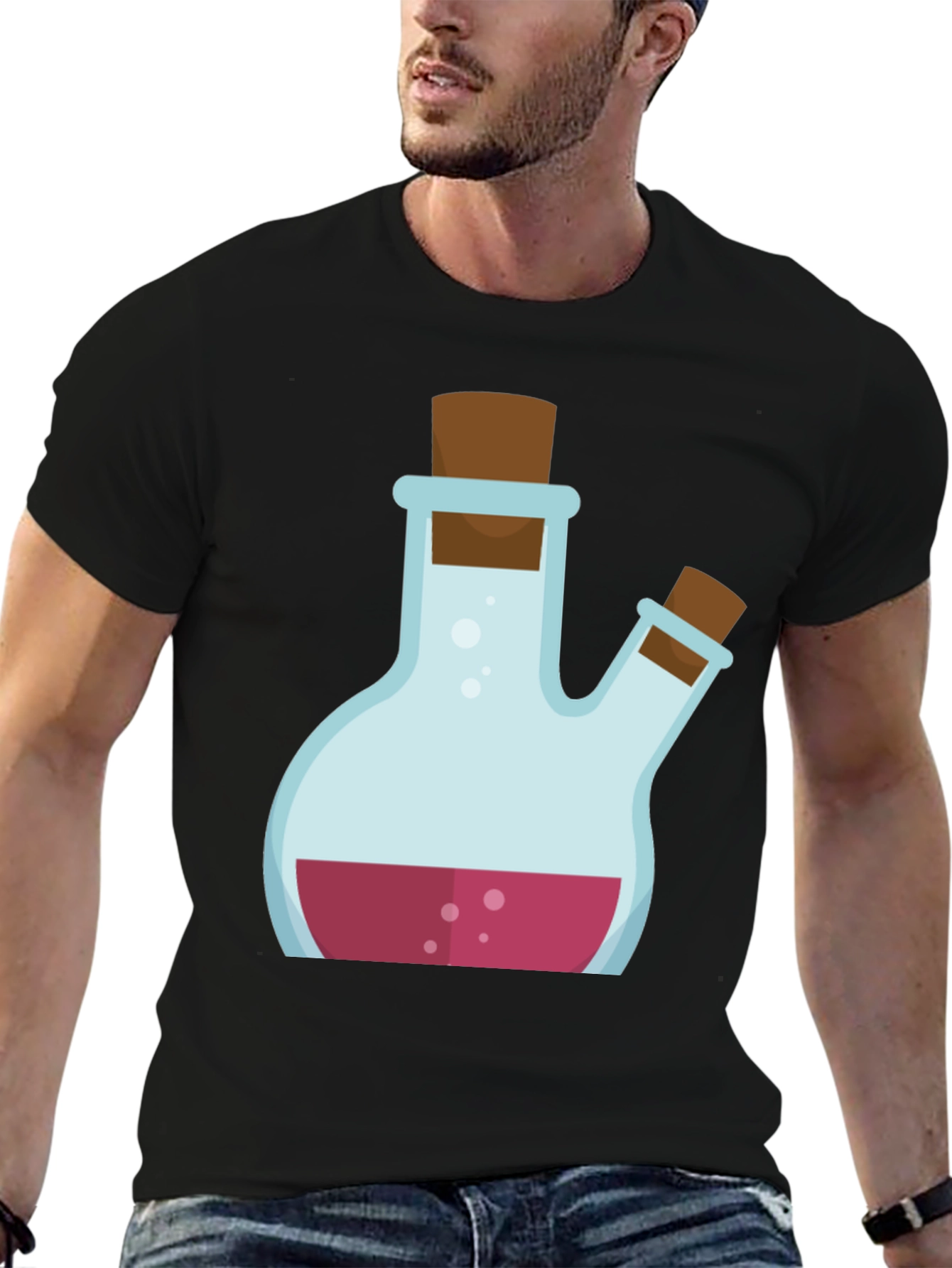 Black Potion Graphic Tee - Black Cotton Blend Shirt view 6