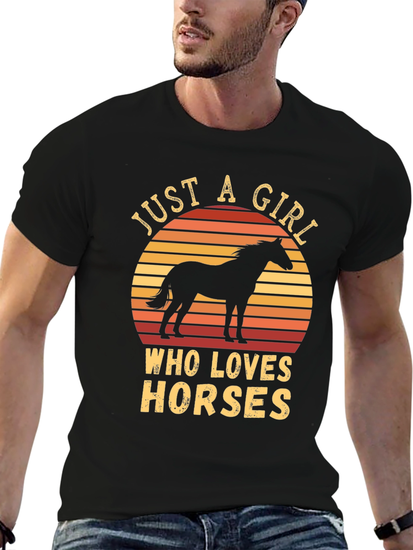 Black Just A Girl Who Loves Horses T-Shirt view 6