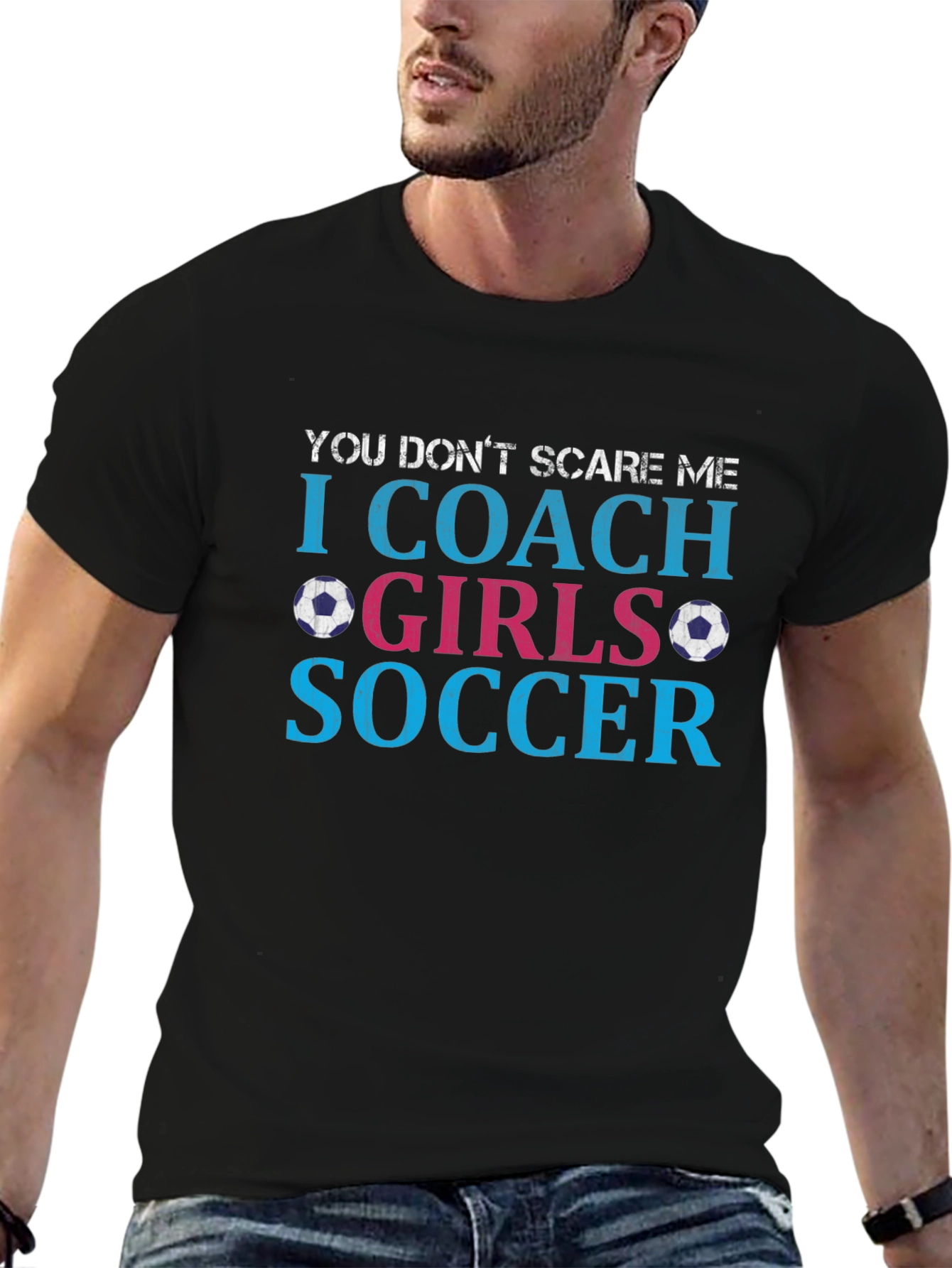 Black Funny Soccer Coach T-Shirt - Girls Soccer view 6