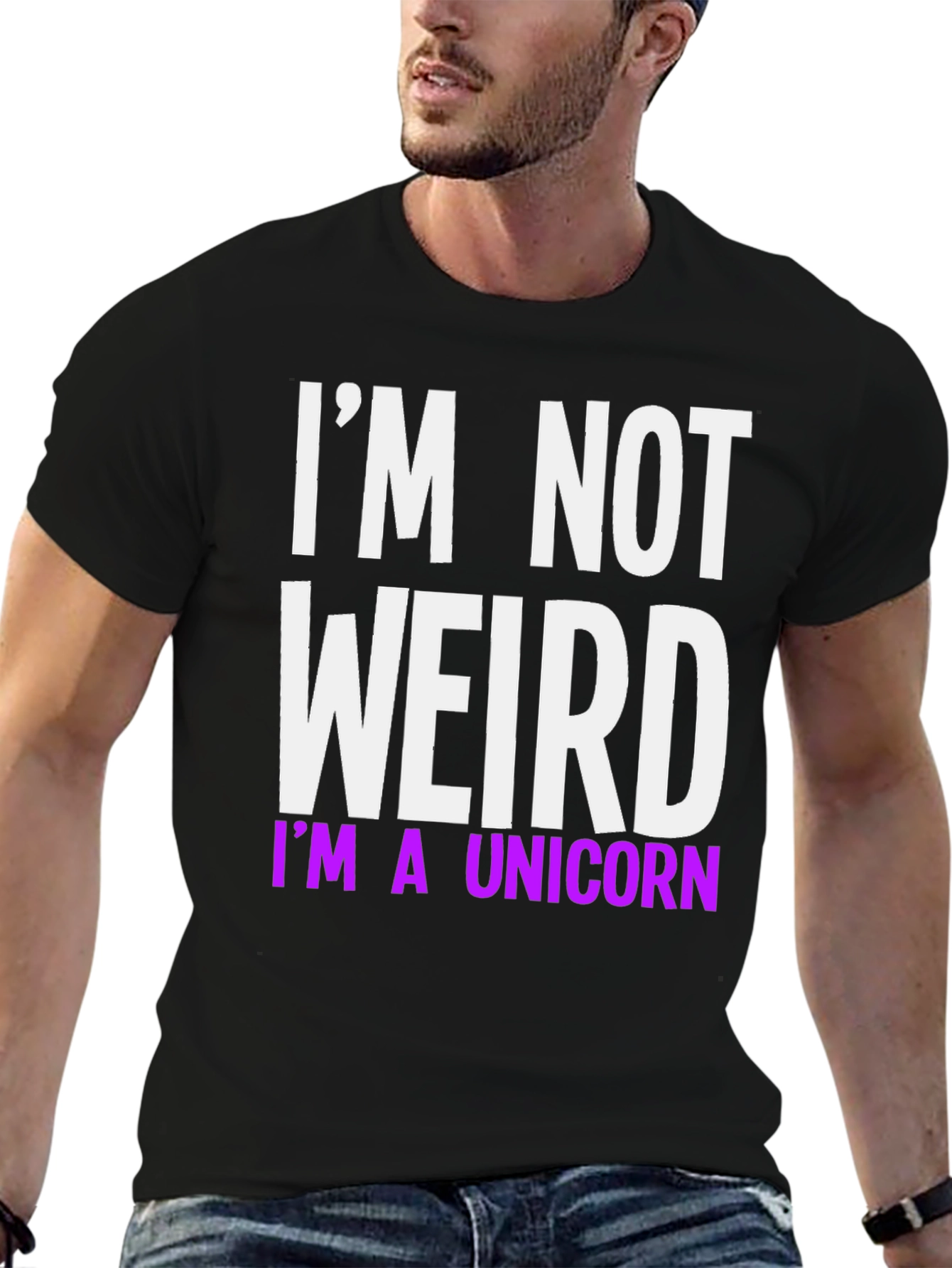 Black I'm Not Weird I'm A Unicorn T-Shirt view 6