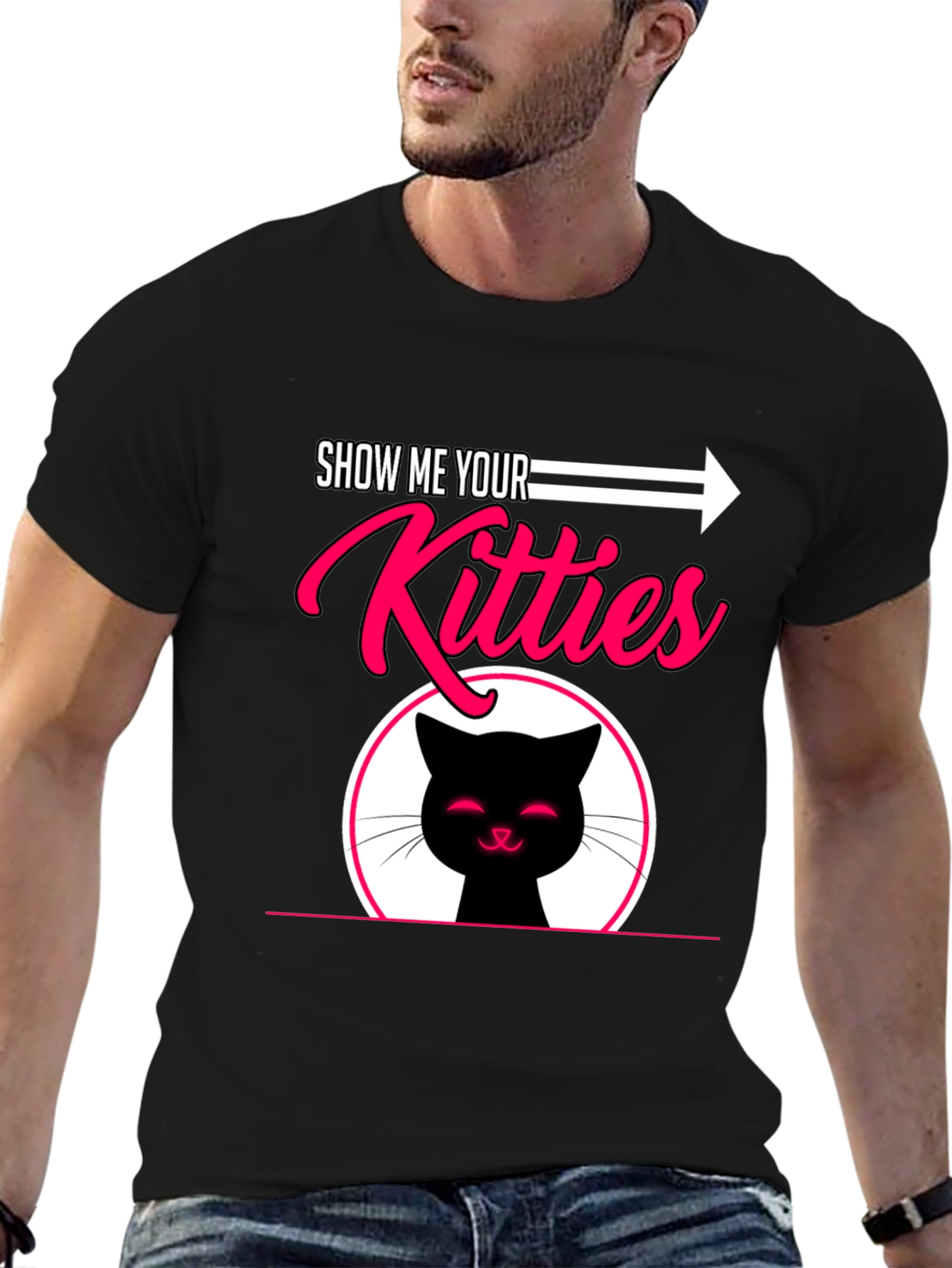 Black Show Me Your Kitties Graphic T-Shirt view 6