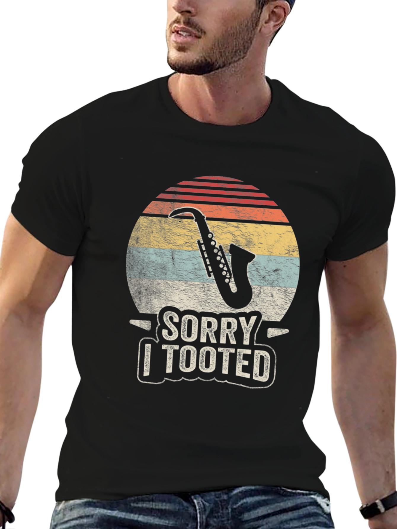 Black Sorry I Tooted Saxophone Graphic Tee view 6