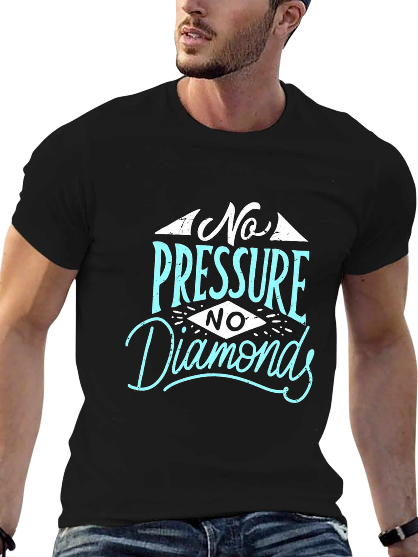 Black No Pressure No Diamonds Graphic Tee - Black Cotton view 6