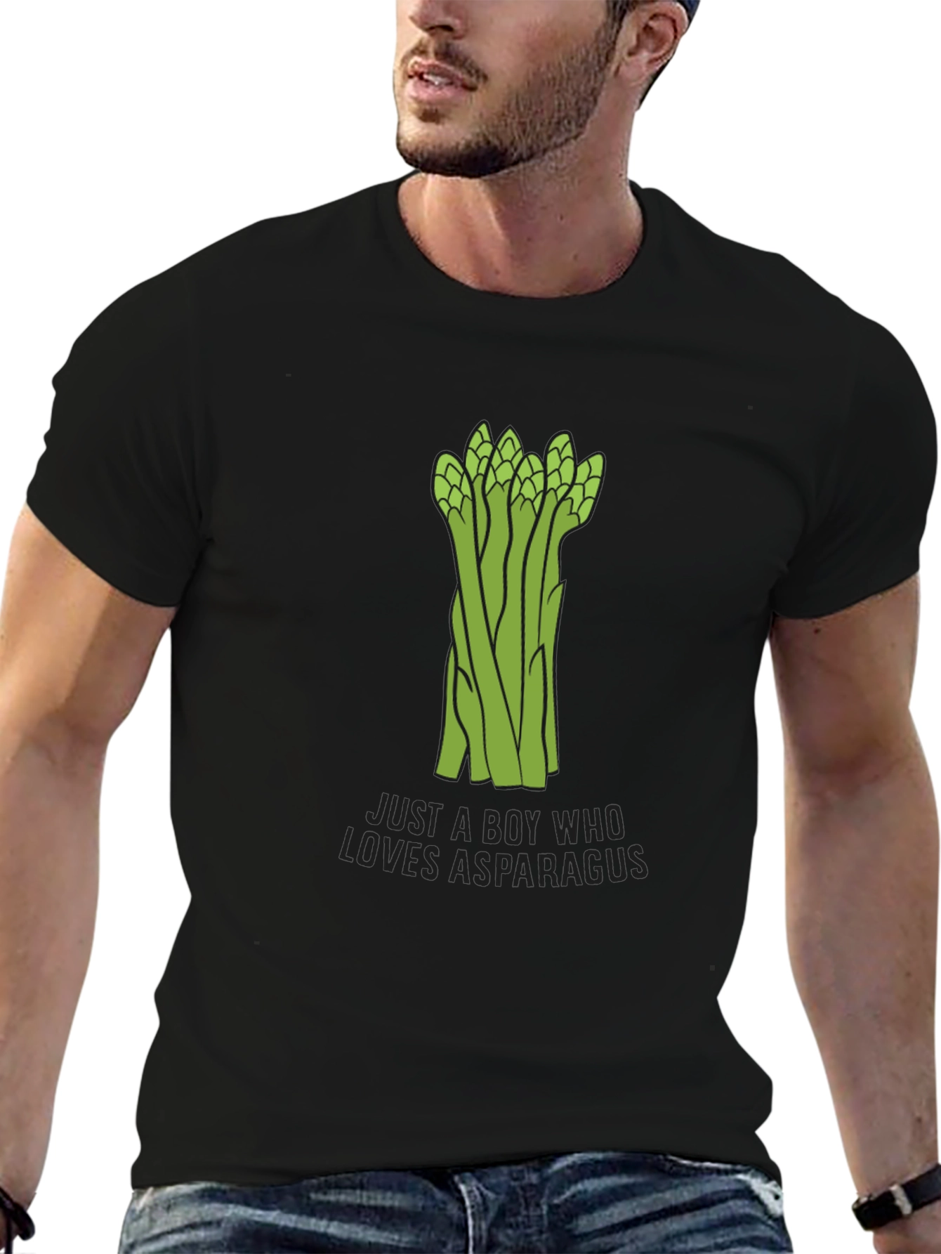 Black Asparagus Lover Men's Black T-Shirt - Funny Foodie Tee view 6