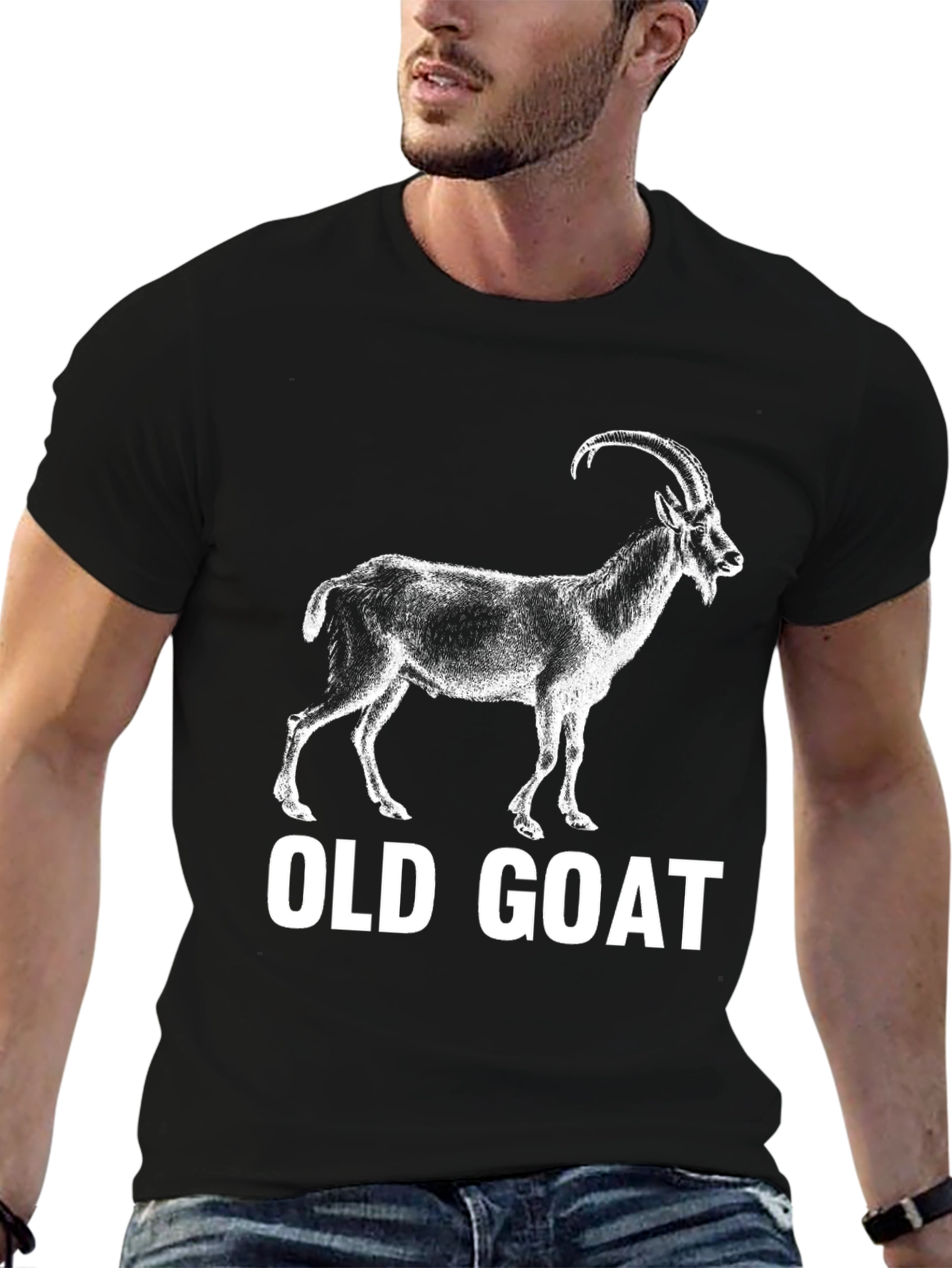 Black Old Goat T-Shirt - Unique Animal Graphic Tee view 6
