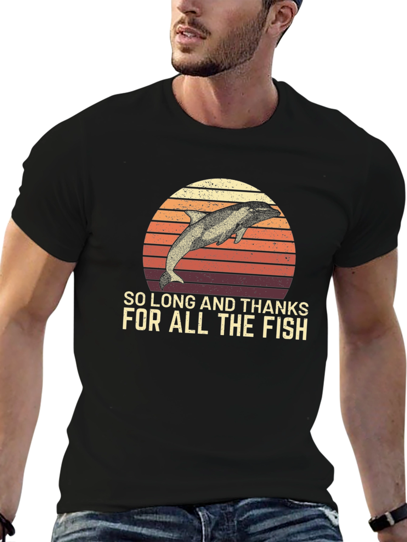Black So Long and Thanks for All the Fish T-Shirt view 6