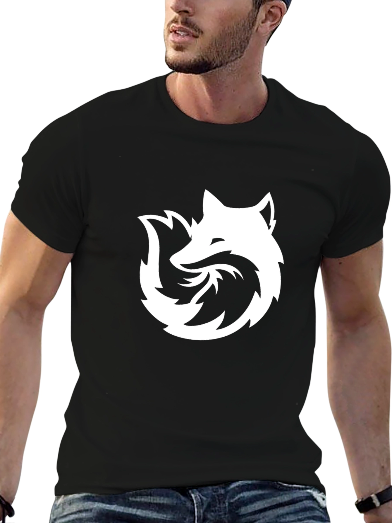 Black Fox Logo Black T-Shirt - Modern Graphic Tee view 6