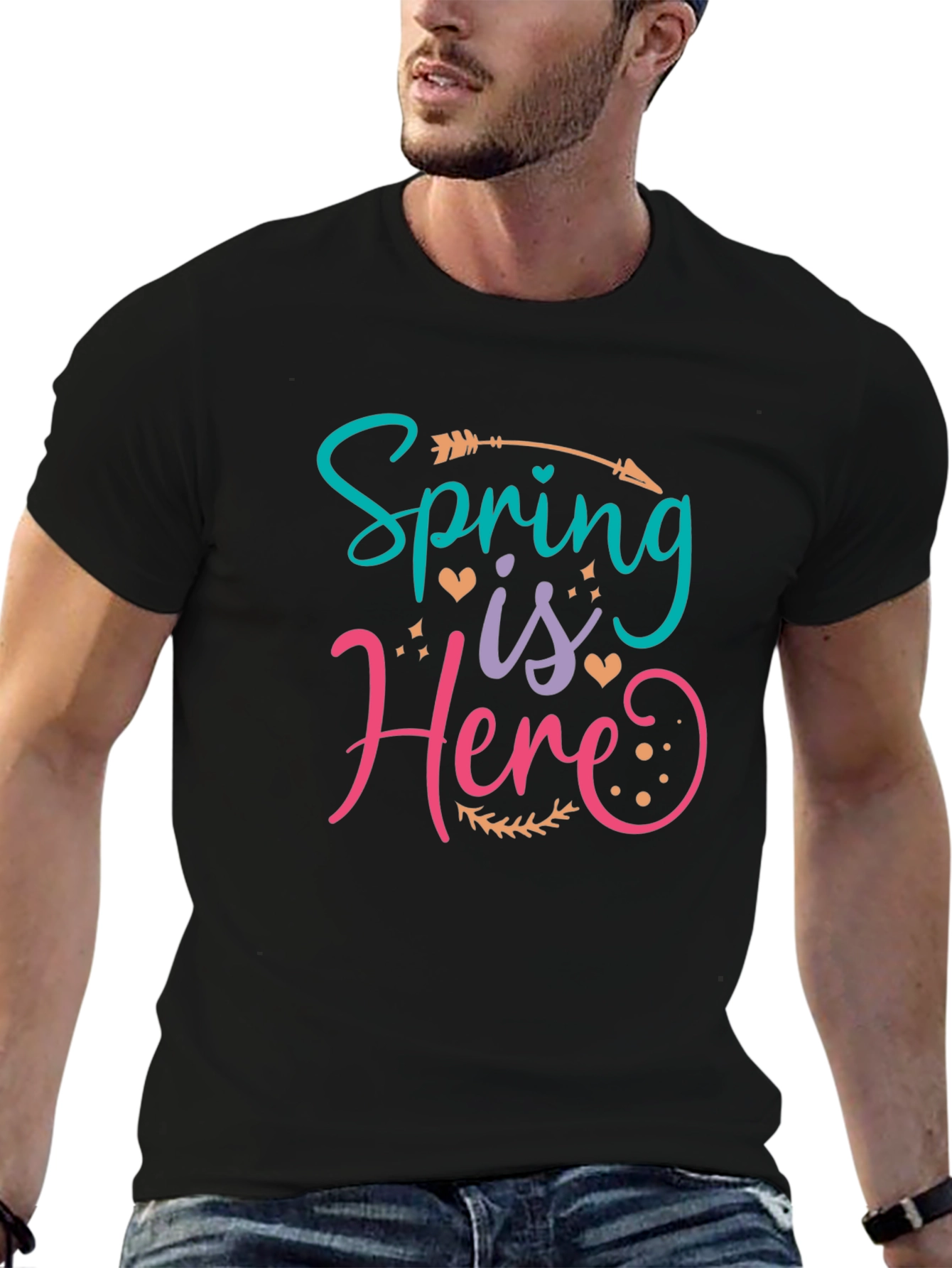 Black Spring is Here T-Shirt - Black Cotton Blend view 6