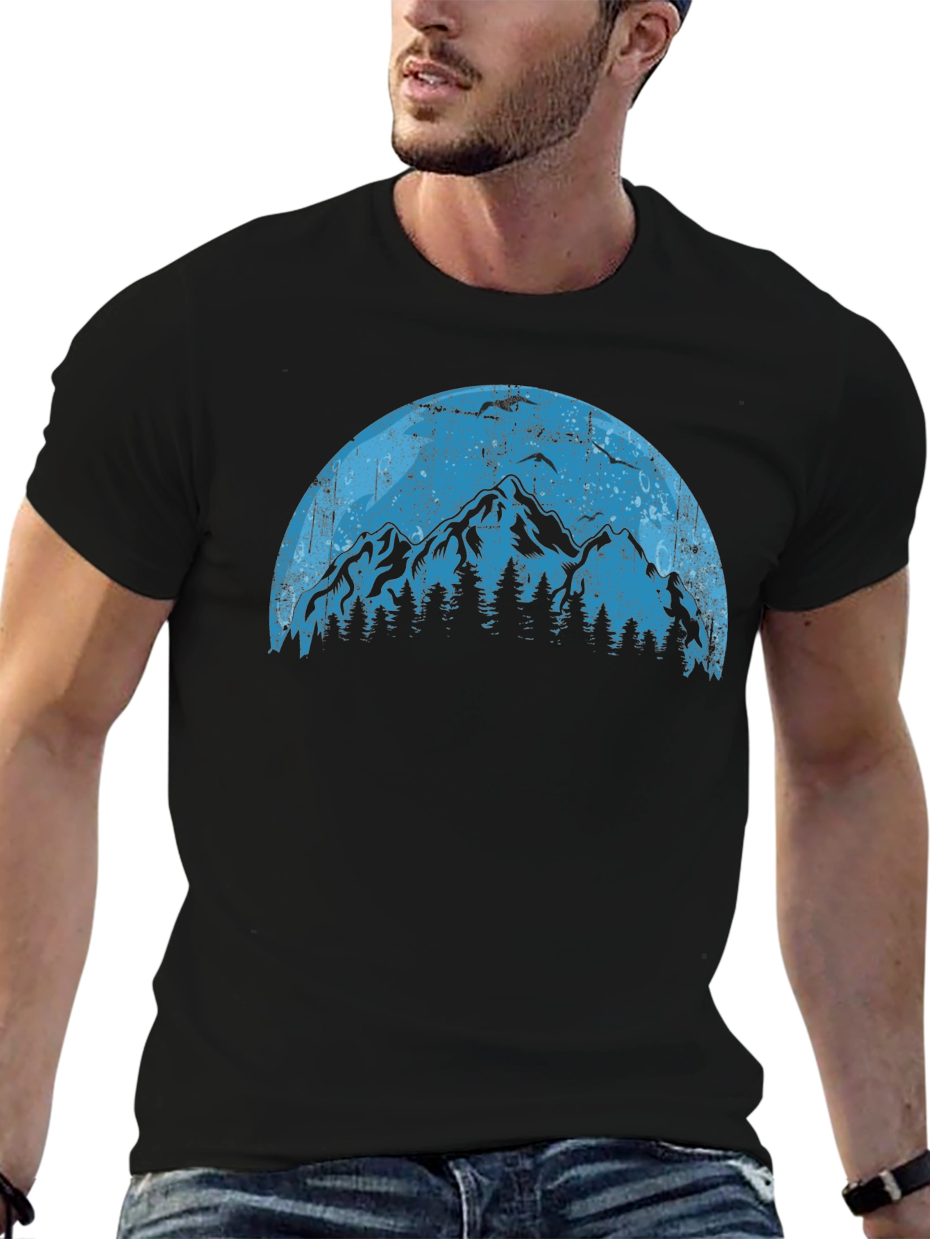 Black Mountainscape Graphic Tee - Nature Lover's Shirt view 6