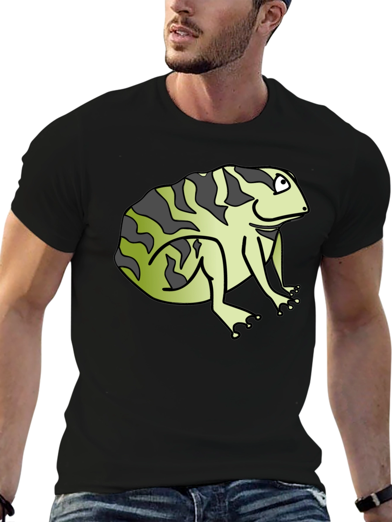 Black Funny Frog Graphic Black T-Shirt view 6