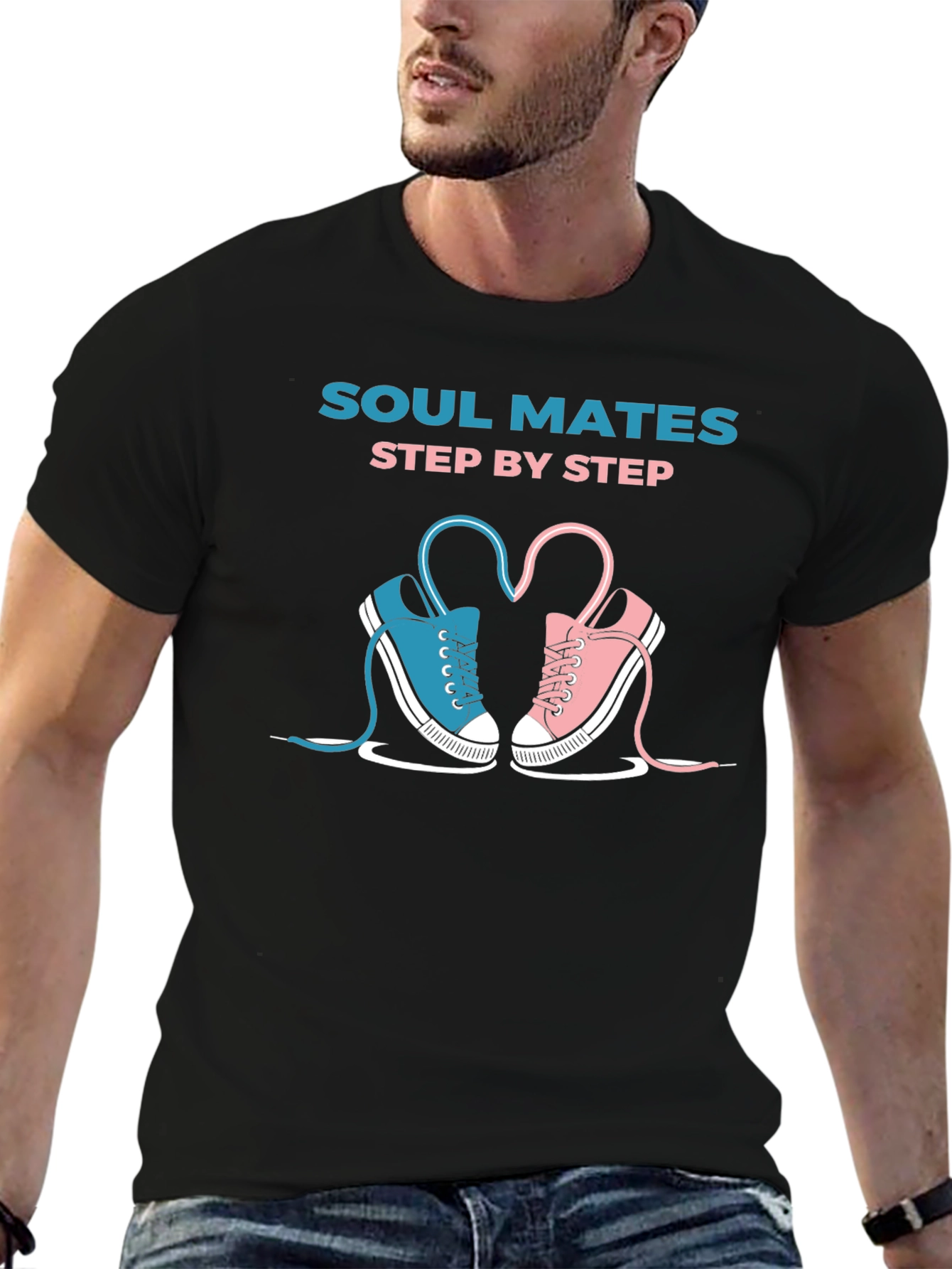 Black Soul Mates Step By Step Graphic T-Shirt view 6