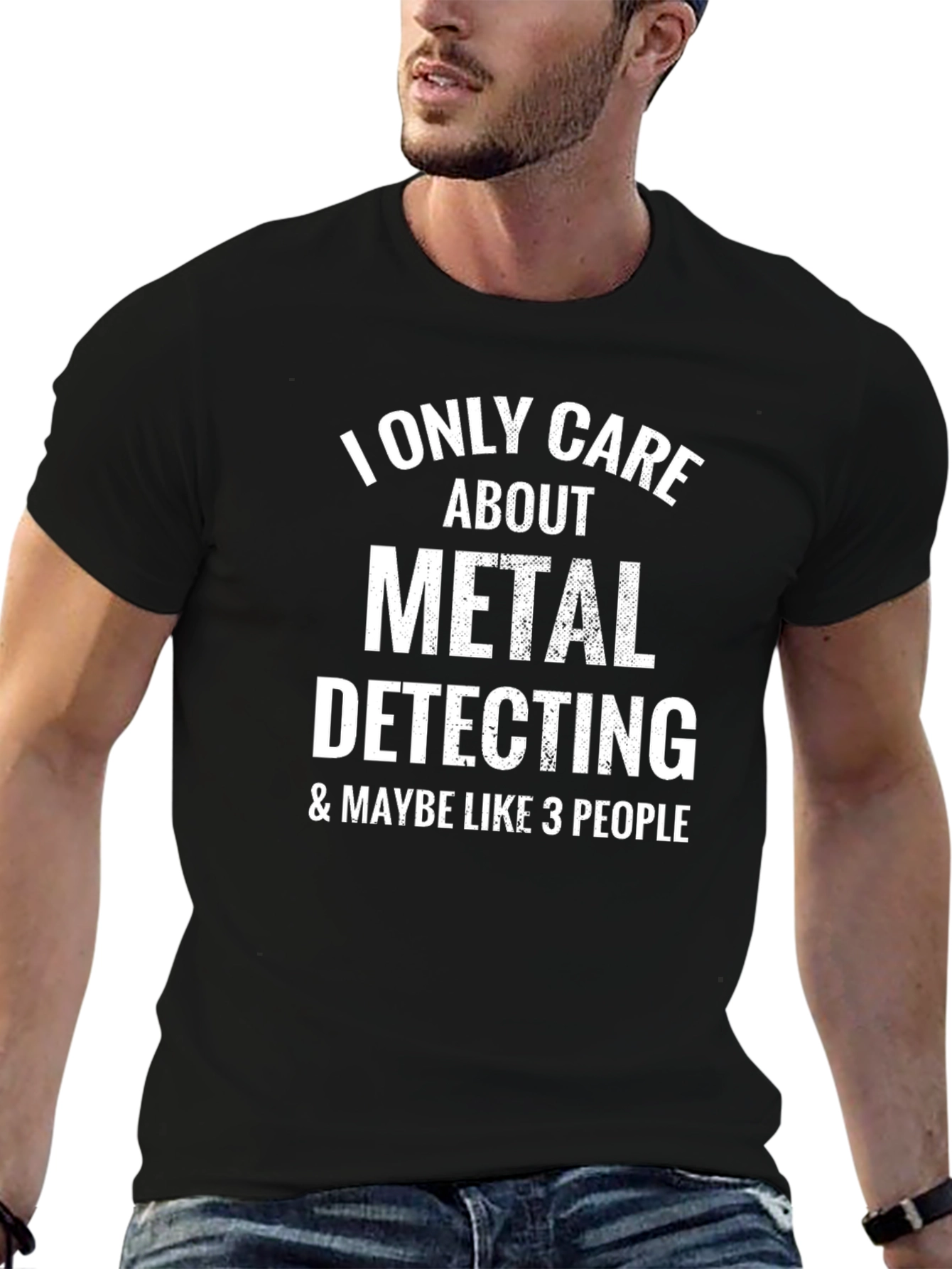 Black Metal Detecting Graphic Tee - Funny Hobby T-Shirt view 6