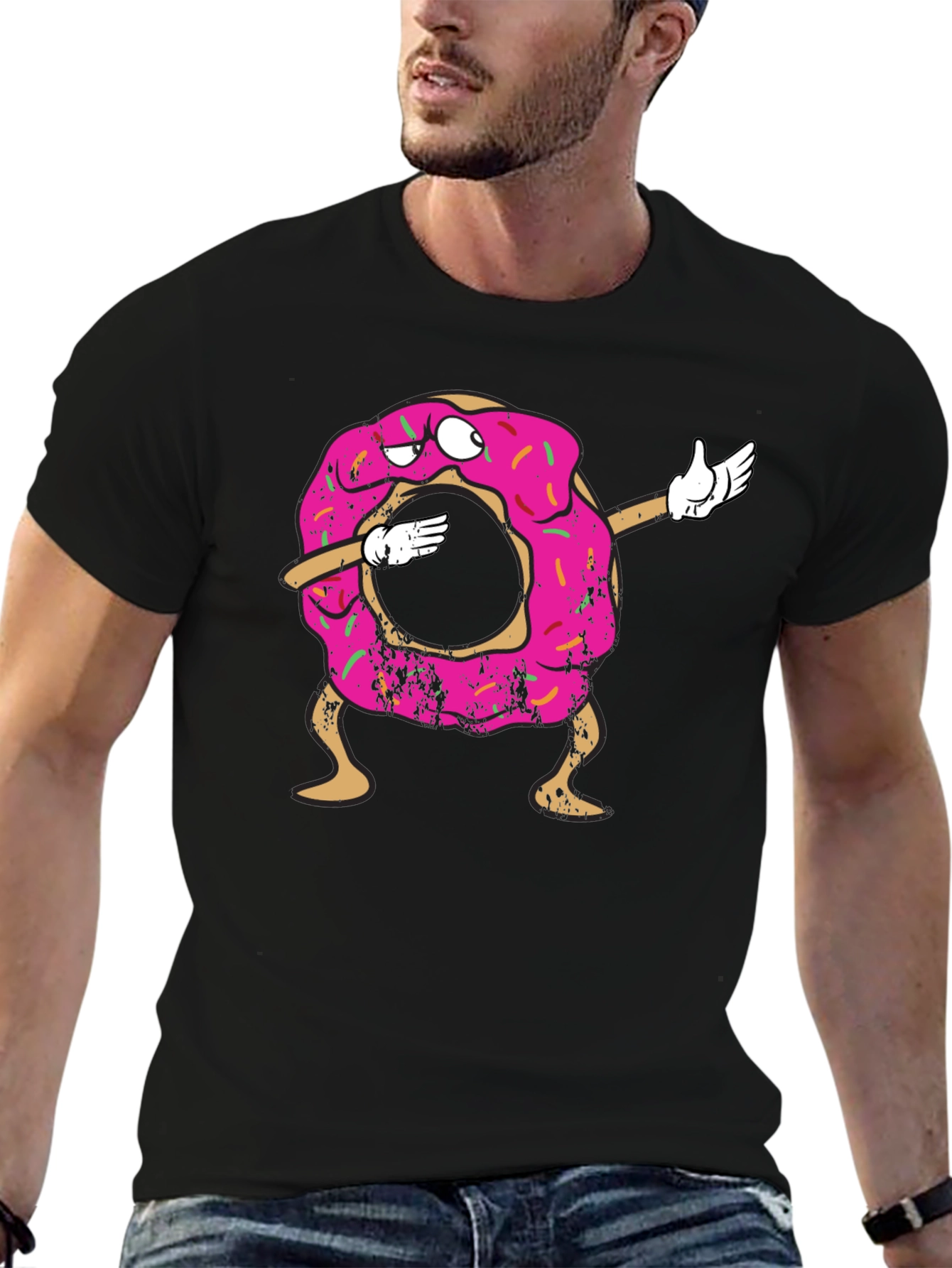 Black Dabbing Donut Graphic Tee view 6
