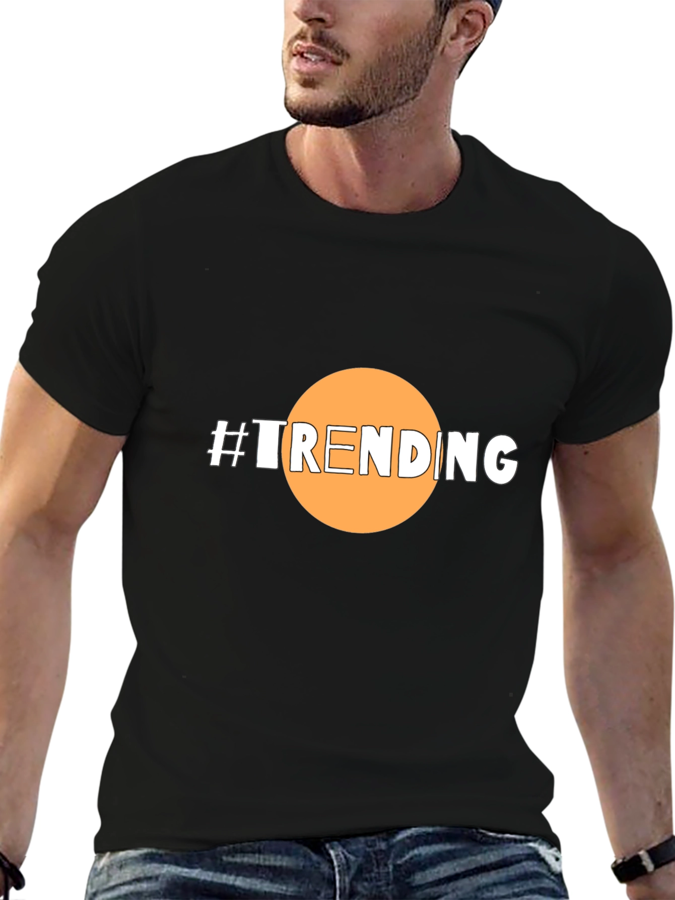 Black Trending Graphic Tee - Stylish Cotton T-Shirt view 6