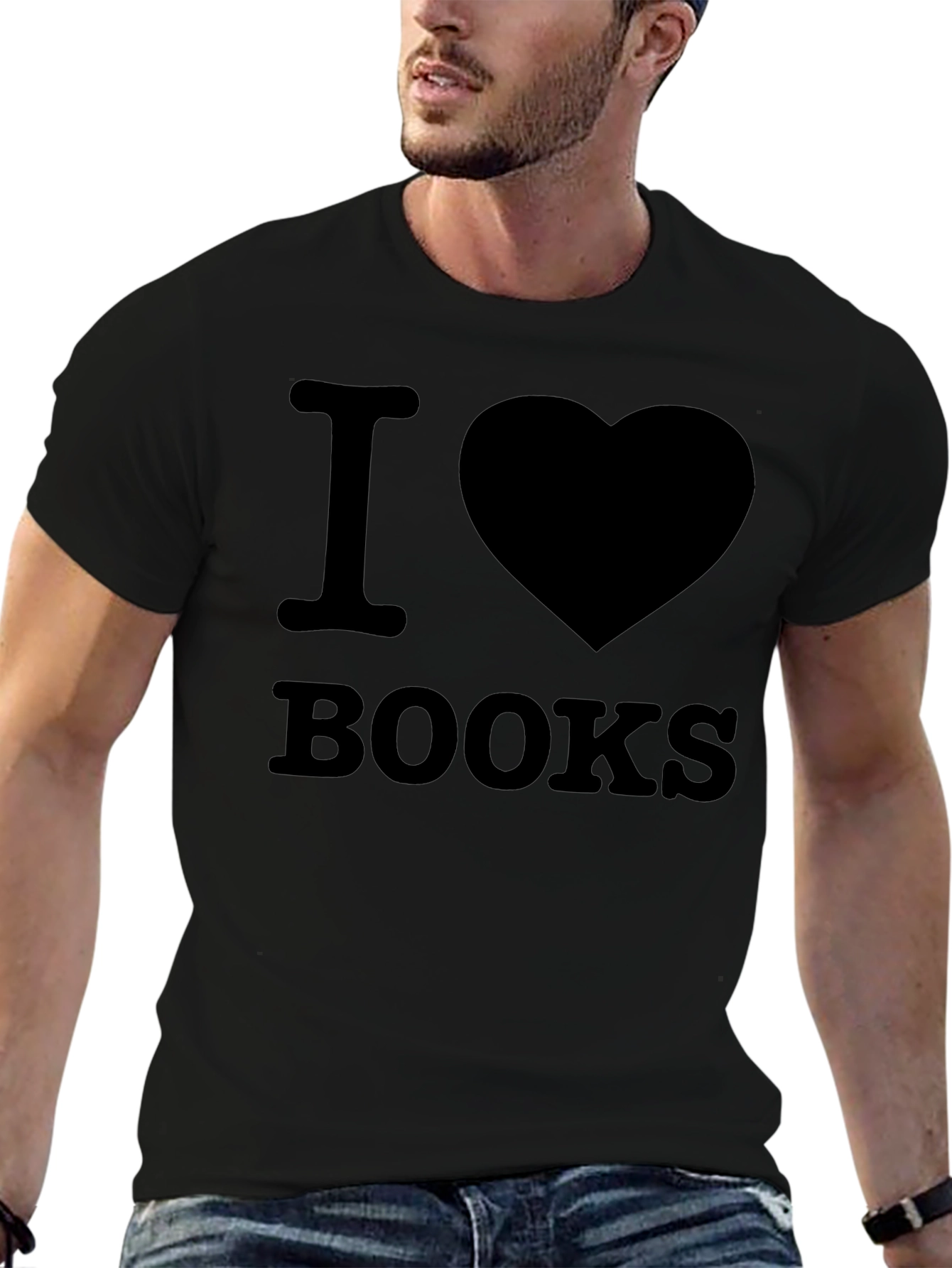 Black I Heart Books Black T-Shirt - Reader Tee view 6