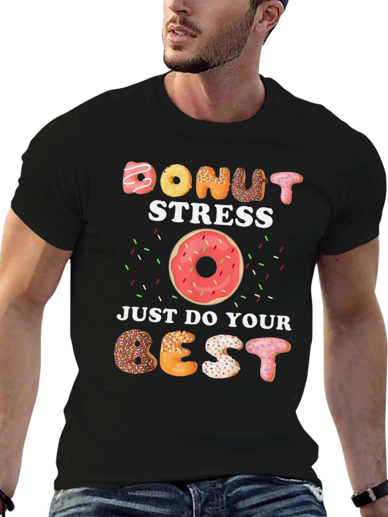 Black Donut Stress Graphic Tee - Just Do Your Best view 6