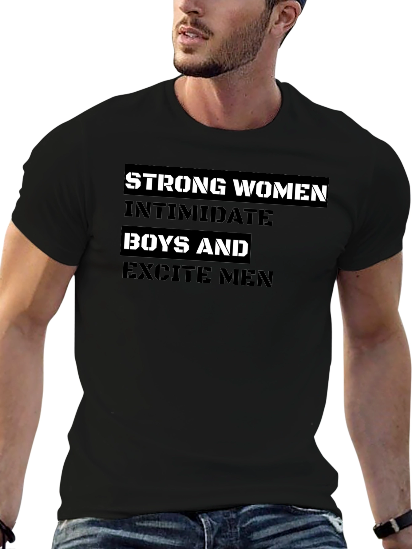 Black Strong Women Graphic Tee - Black T-Shirt view 6