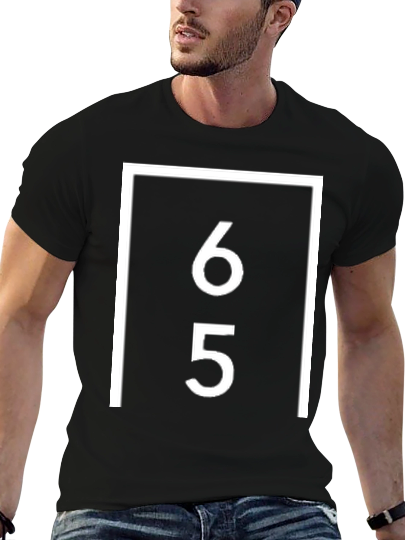 Black 65 Graphic Tee - Modern Minimalist Design T-Shirt view 6