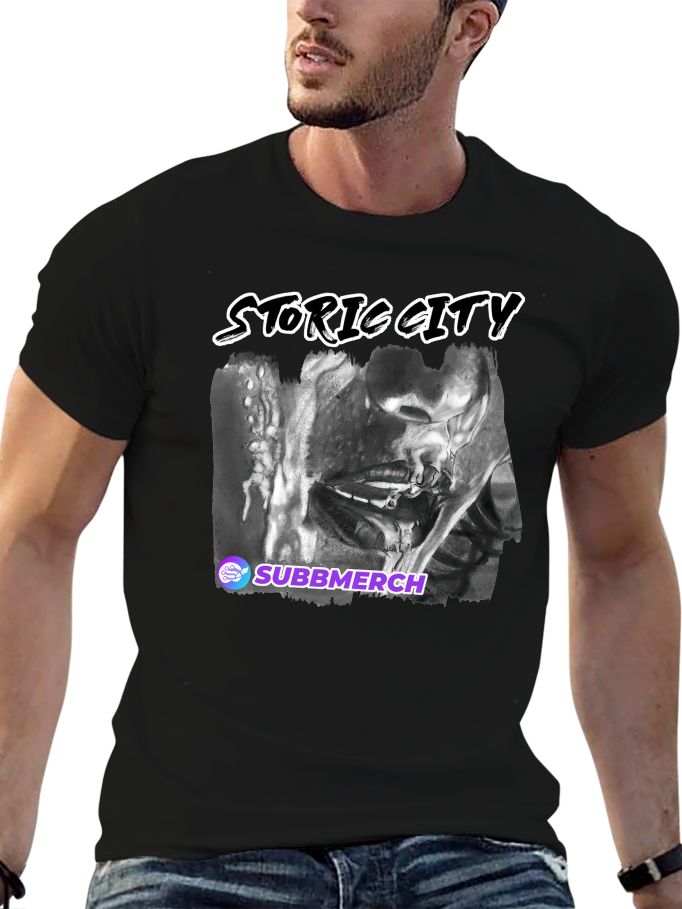 Black Storric City Graphic Print T-Shirt view 6