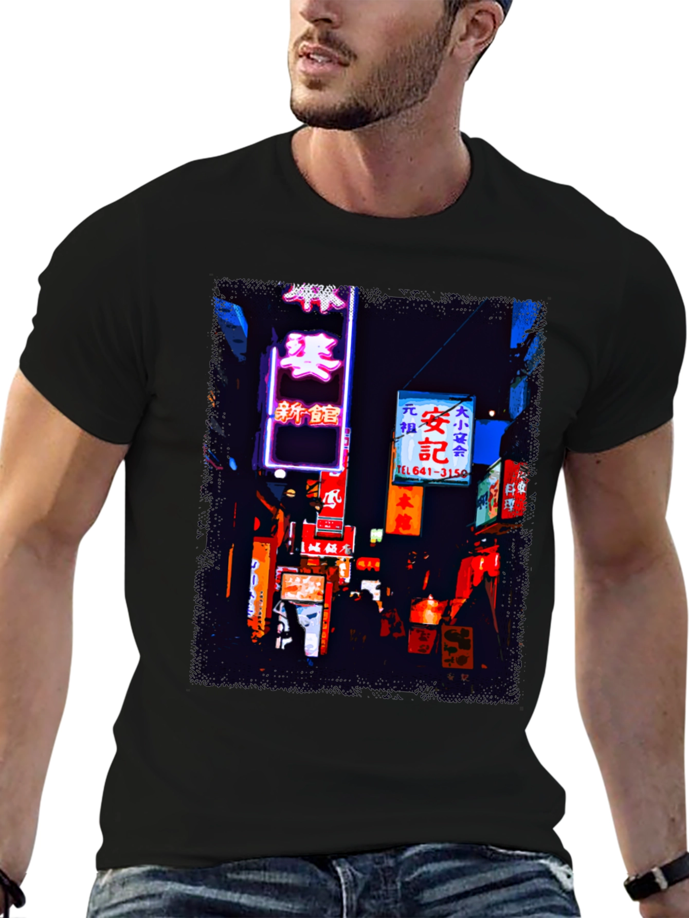 Black Neon City Streetwear Tee - Tokyo Vibes view 6
