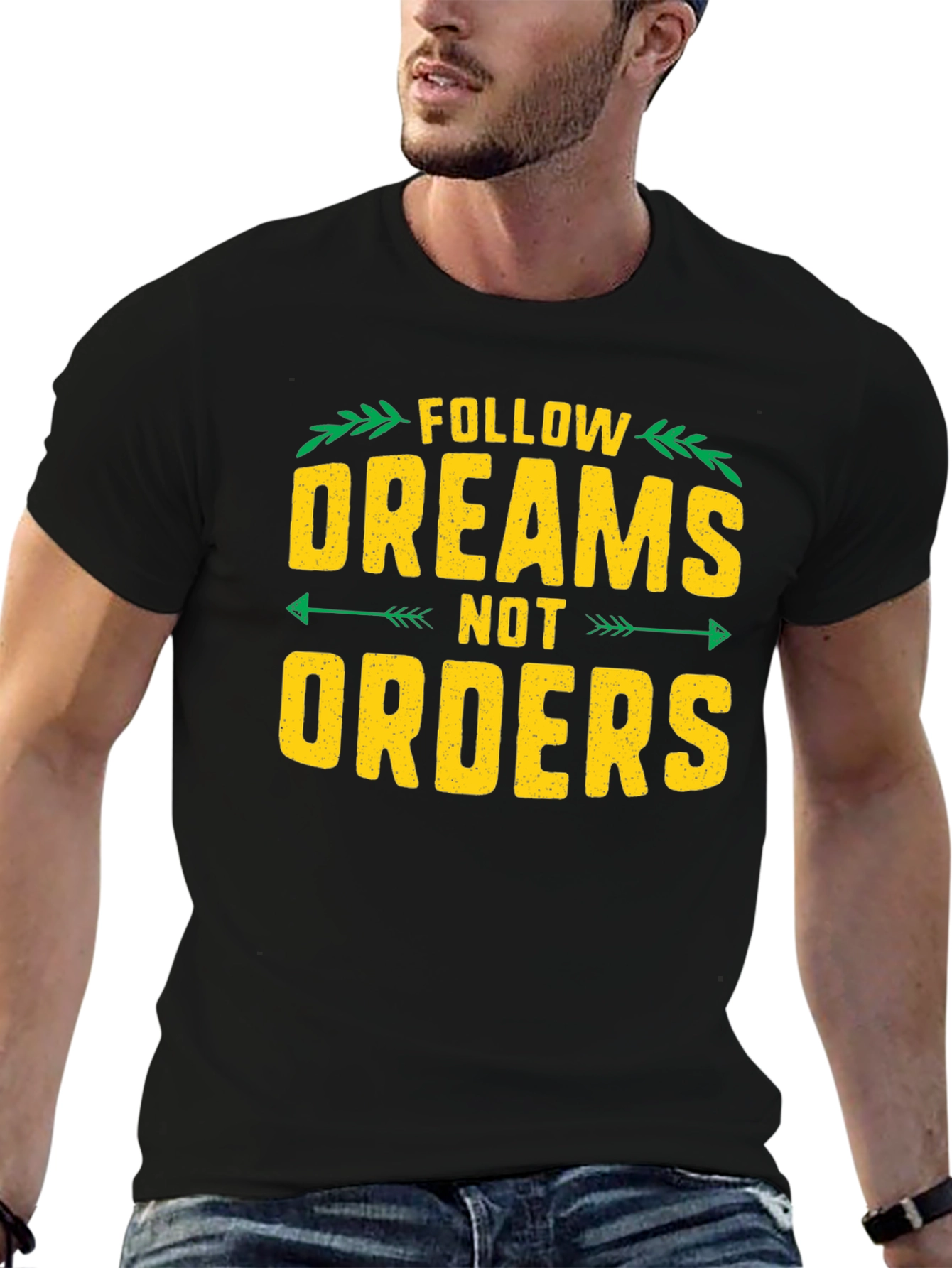 Black Follow Dreams Not Orders Graphic Tee - Black view 6