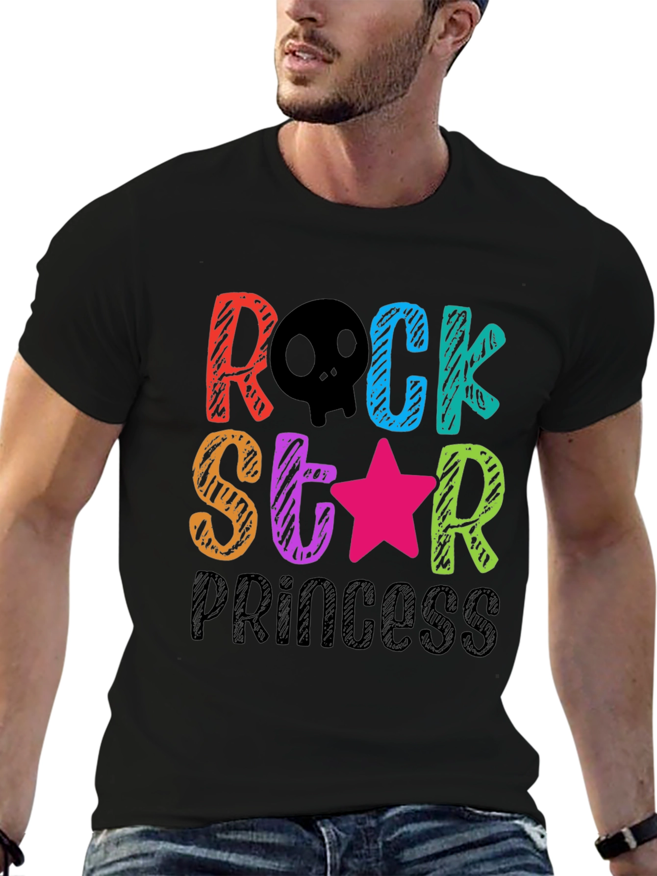 Black Rock Star Princess T-Shirt - Fun Colorful Design view 6