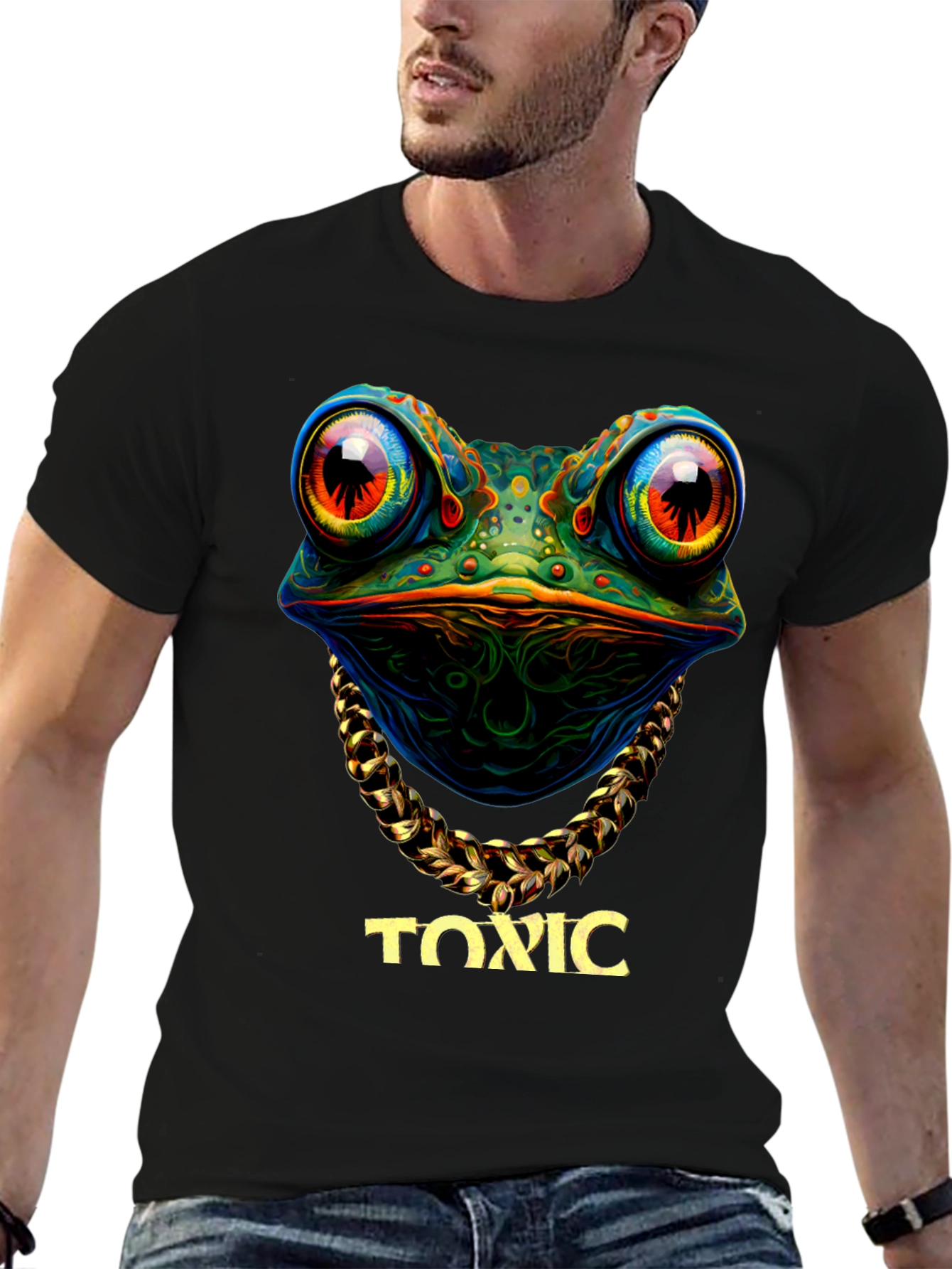 Black Toxic Frog Graphic T-Shirt - Unique Design view 6