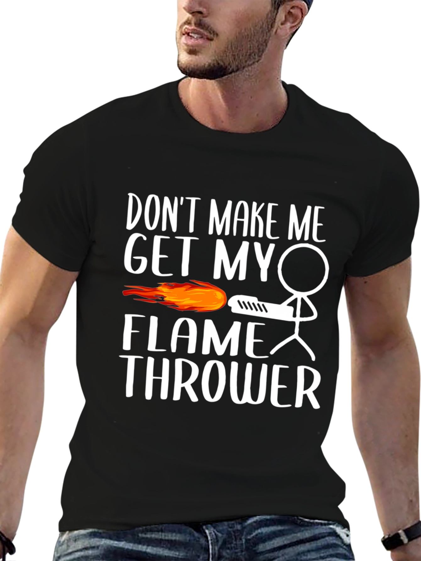 Black Don't Make Me Get My Flamethrower Graphic T-Shirt view 6