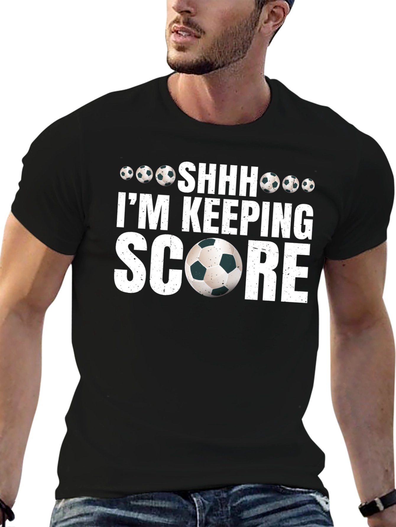Black Soccer Fan T-Shirt - I'm Keeping Score! view 6