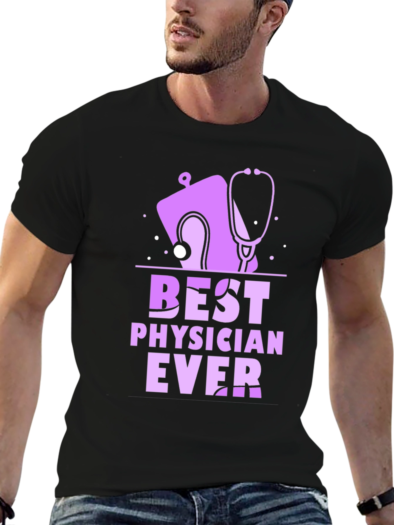 Black Best Physician Ever T-Shirt - Medical Doctor Appreciation Gift view 6