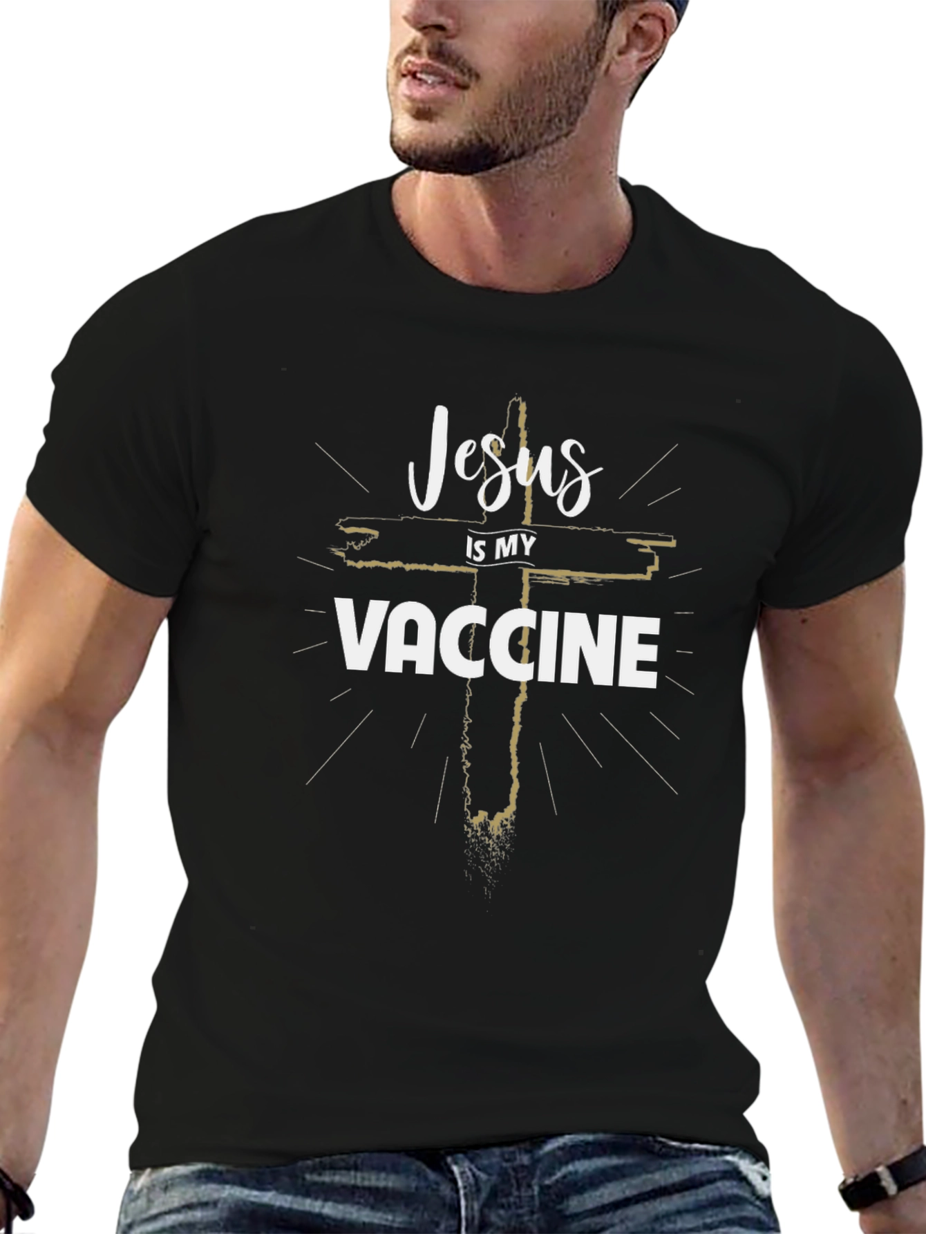 Black Jesus Is My Vaccine Graphic Tee view 6