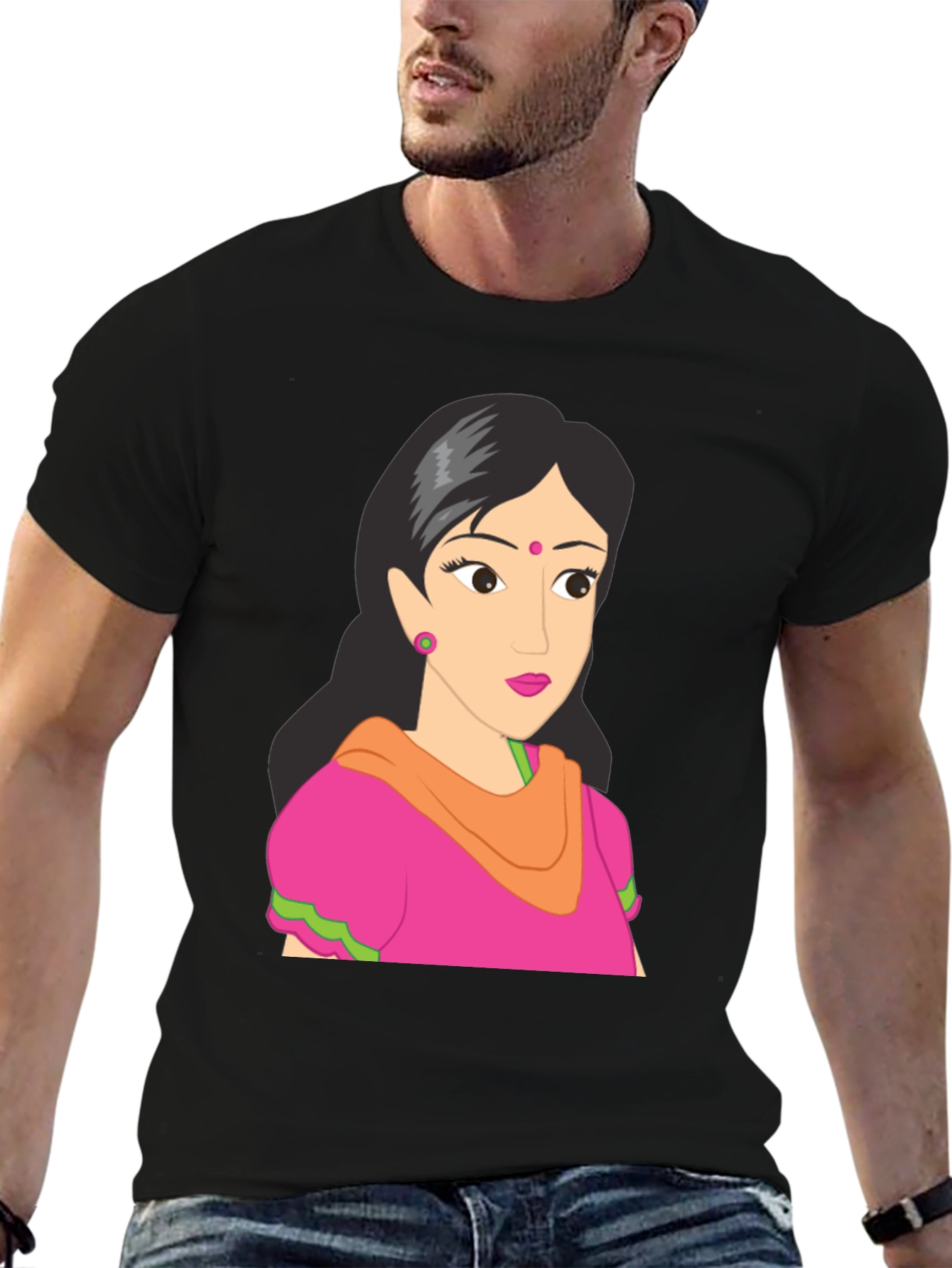 Black Cartoon Graphic T-Shirt - Black view 6