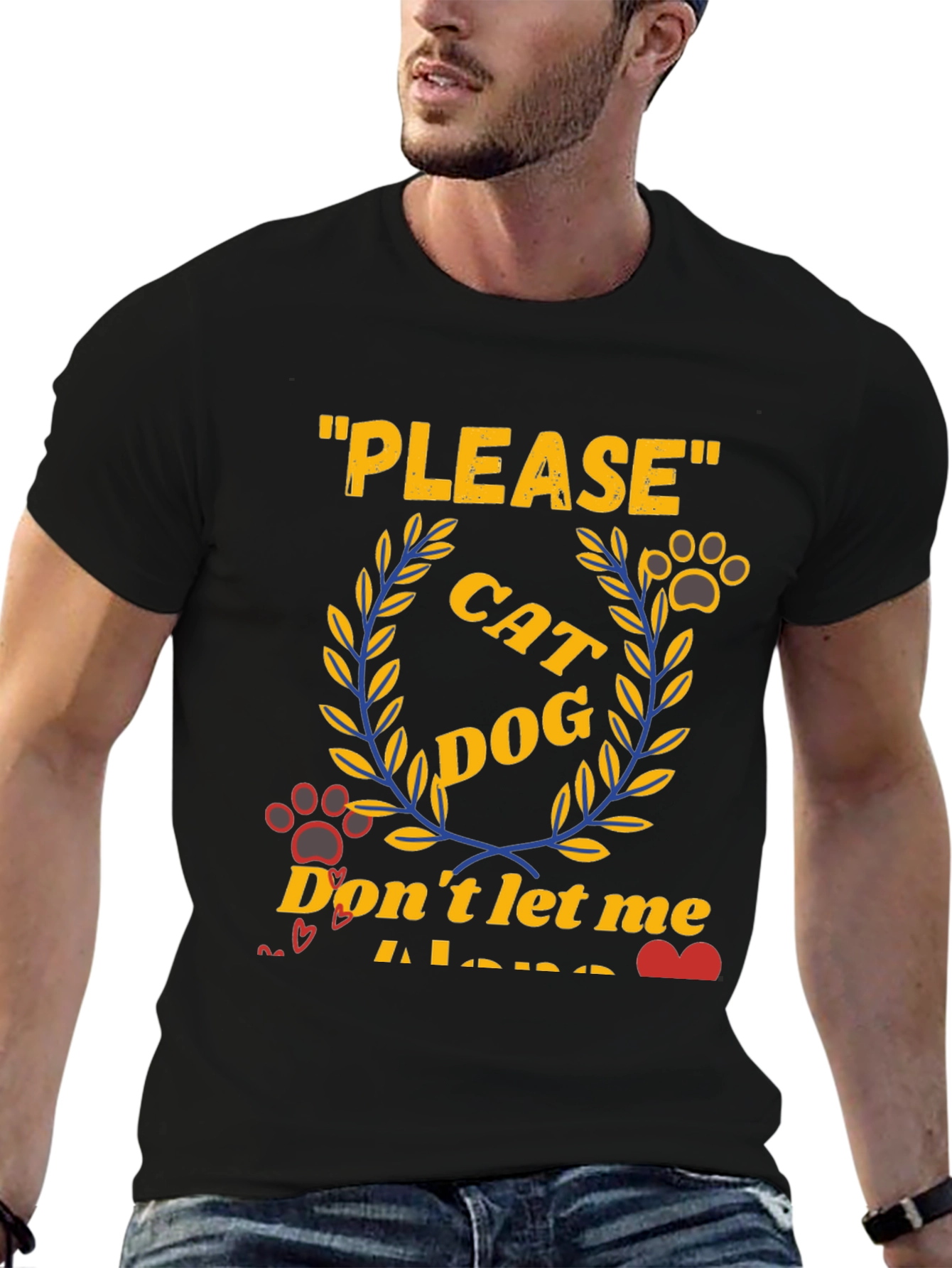 Black Cat Dog Lover T-Shirt - "Please Don't Let Me Alone" view 6