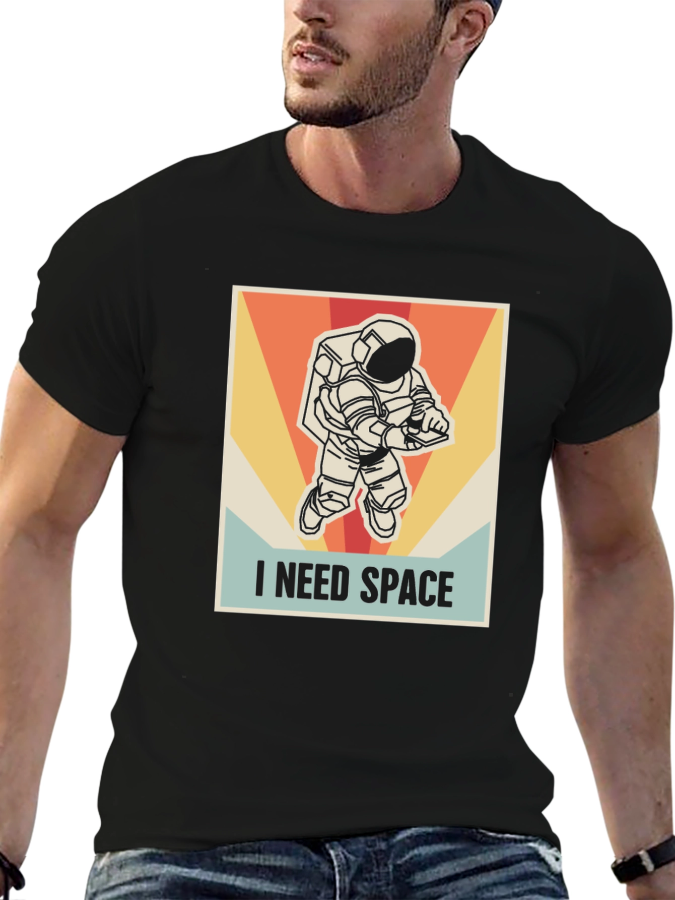 Black I Need Space Astronaut Graphic T-Shirt view 6