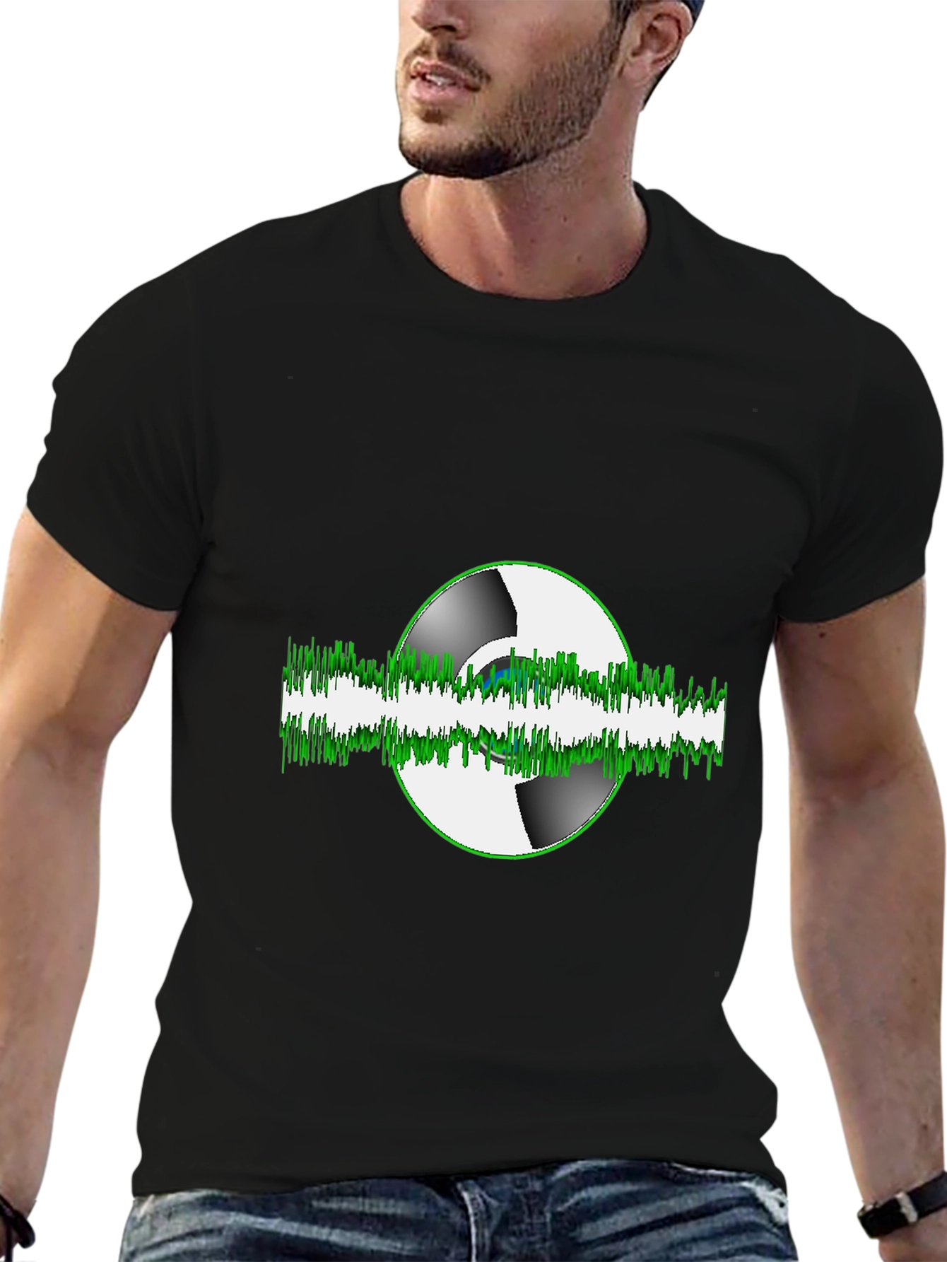 Black Vinyl Wave Graphic Tee - Music Lover's T-Shirt view 6