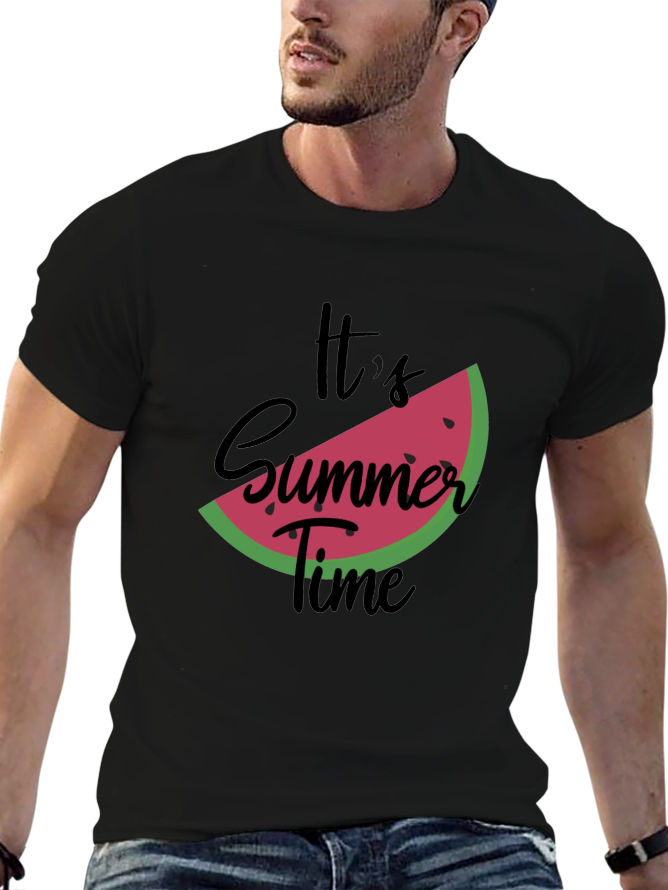Black Summer Time Watermelon Graphic Tee - Black view 6