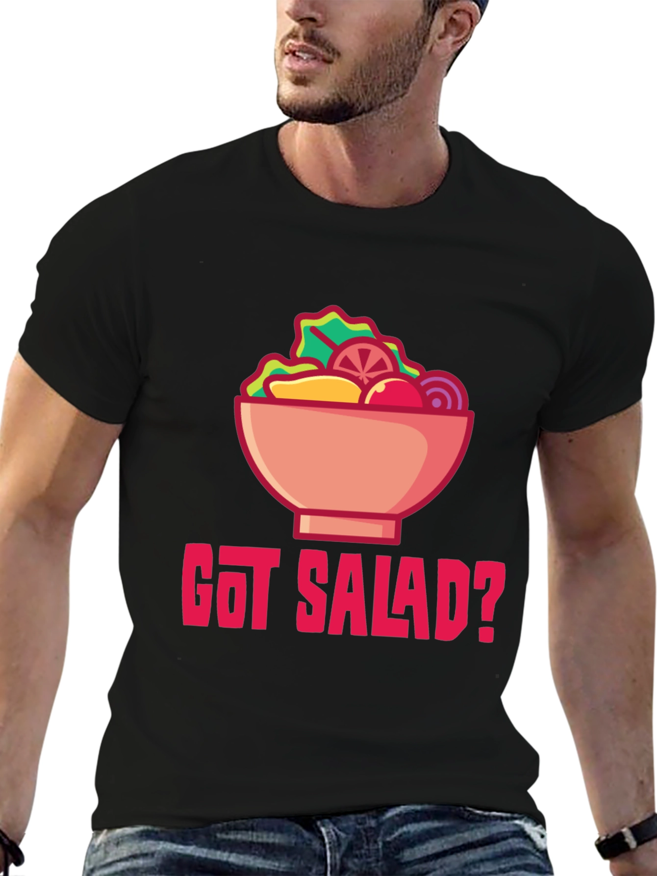 Black Got Salad? Graphic Tee - Black Cotton Blend view 6