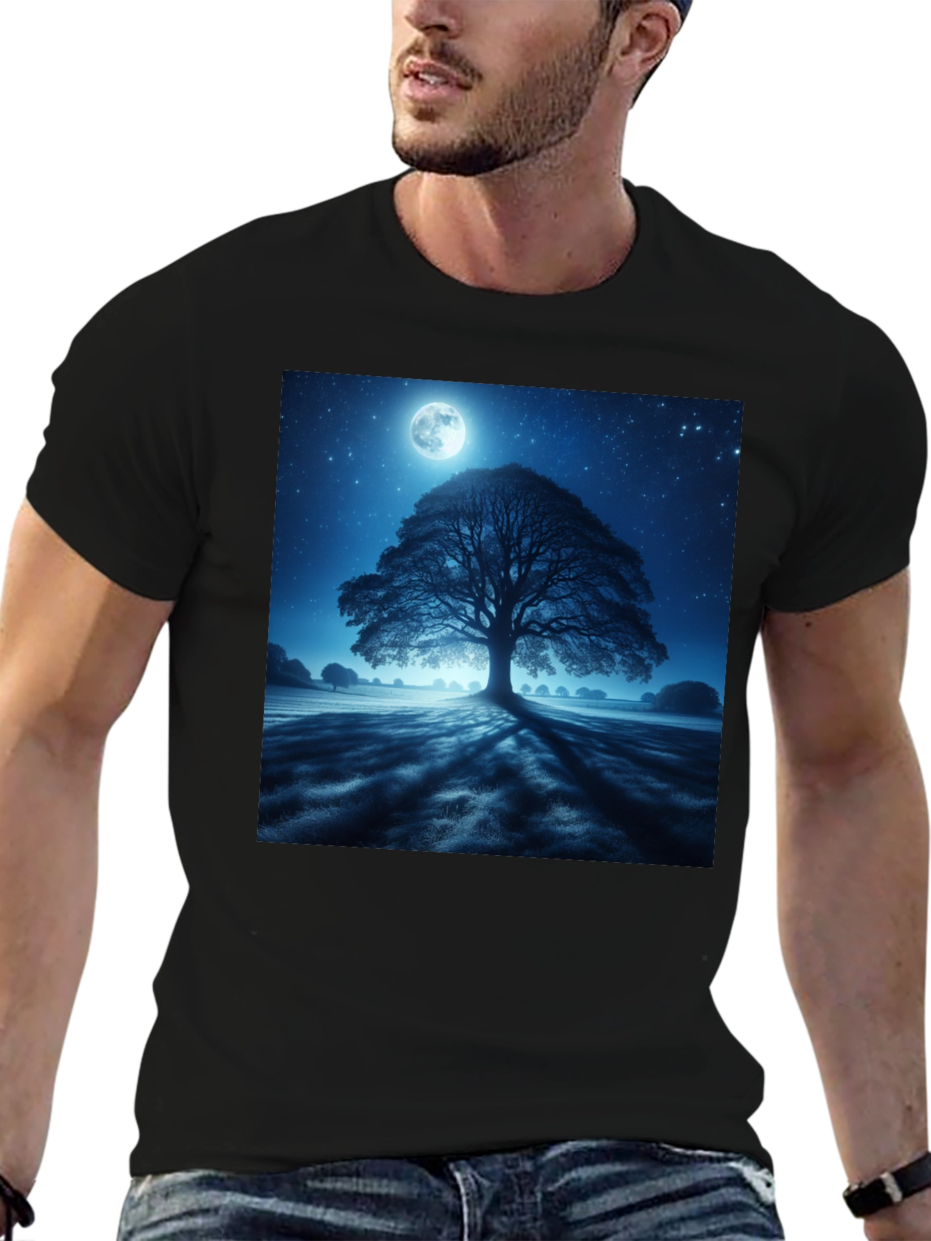 Black Moonlit Tree Graphic Tee view 6