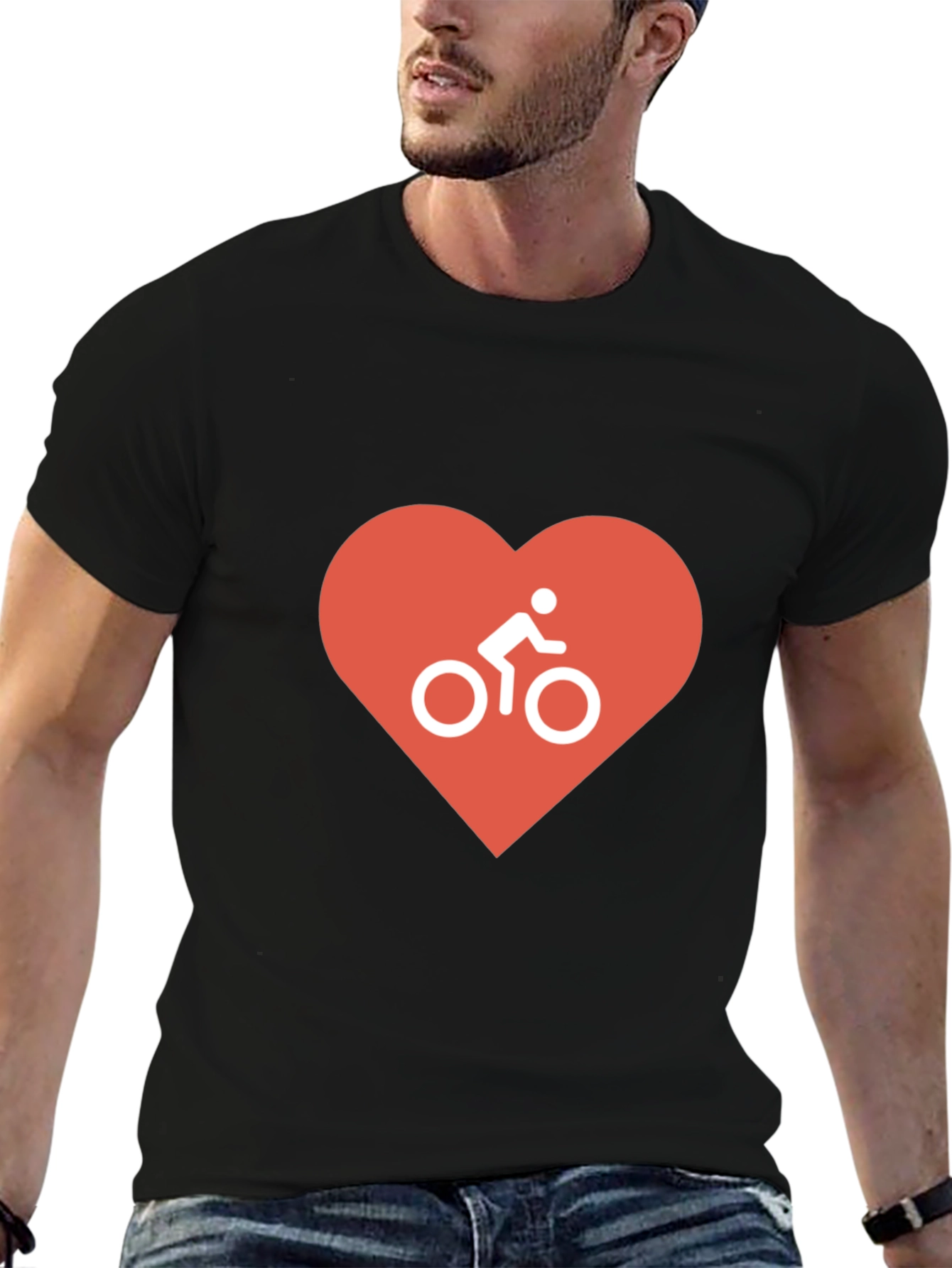 Black I Love Cycling T-Shirt - Black, Heart Design view 6