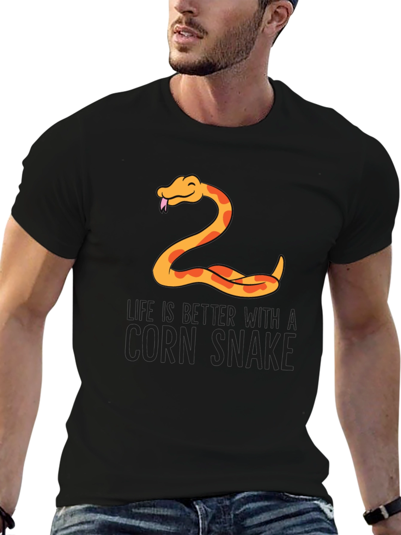 Black Corn Snake T-Shirt - Life is Better view 6