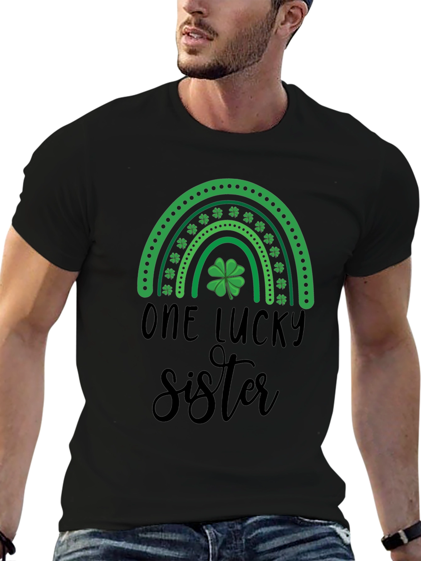 Black One Lucky Sister T-Shirt - St. Patrick's Day Tee view 6