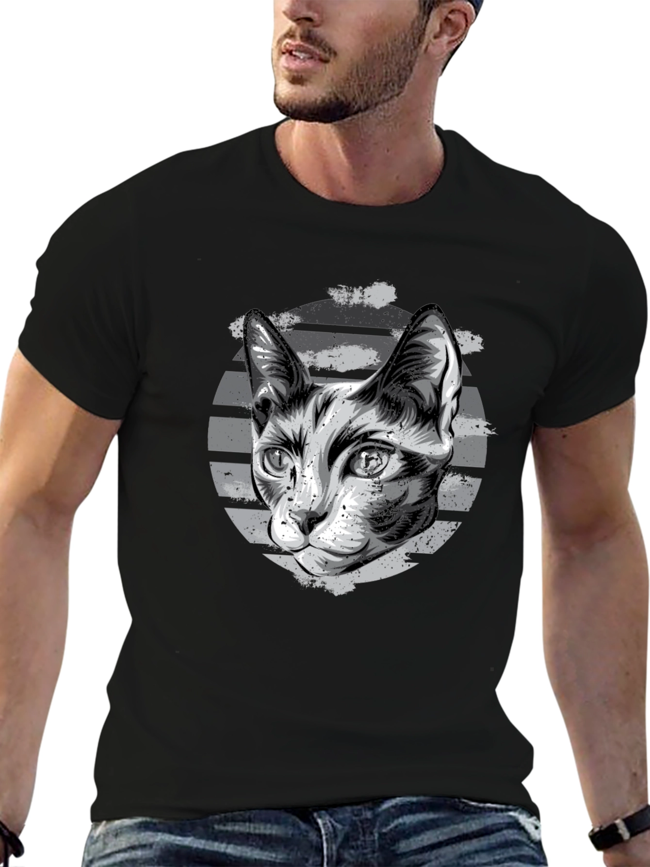 Black Cool Cat Graphic T-Shirt view 6