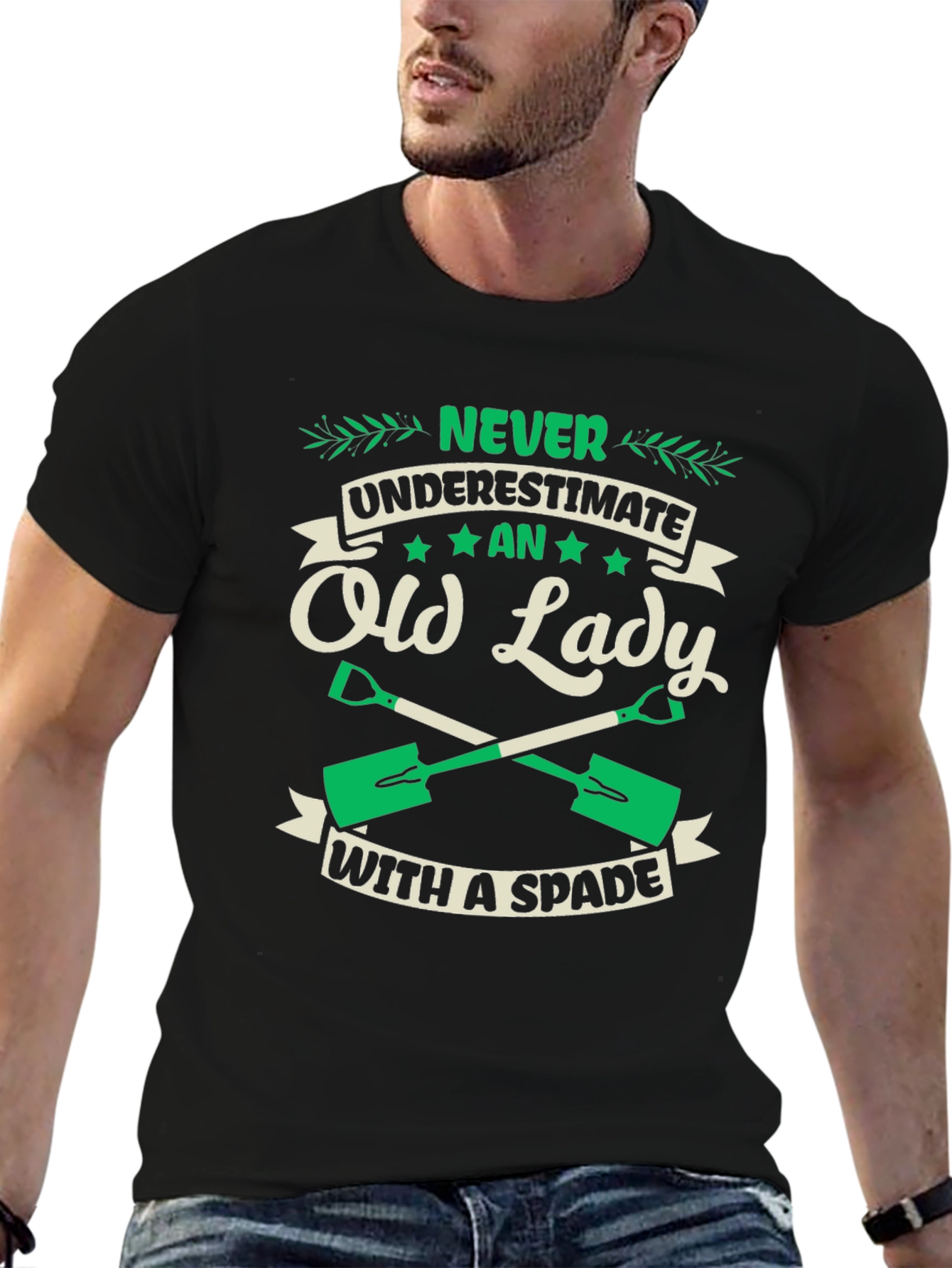 Black Never Underestimate an Old Lady T-Shirt view 6