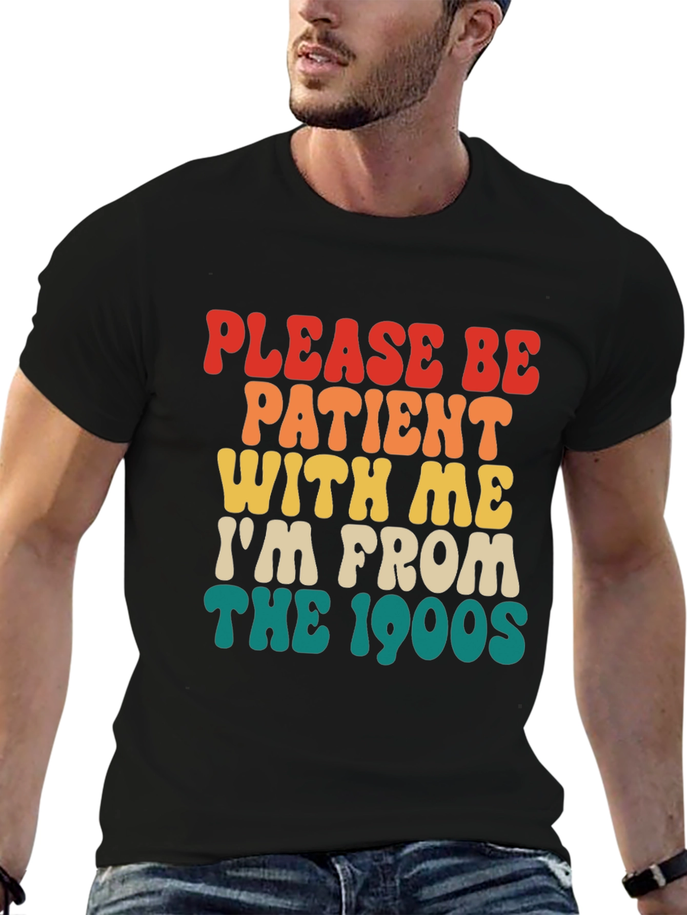 Black Retro '90s Please Be Patient T-Shirt view 6