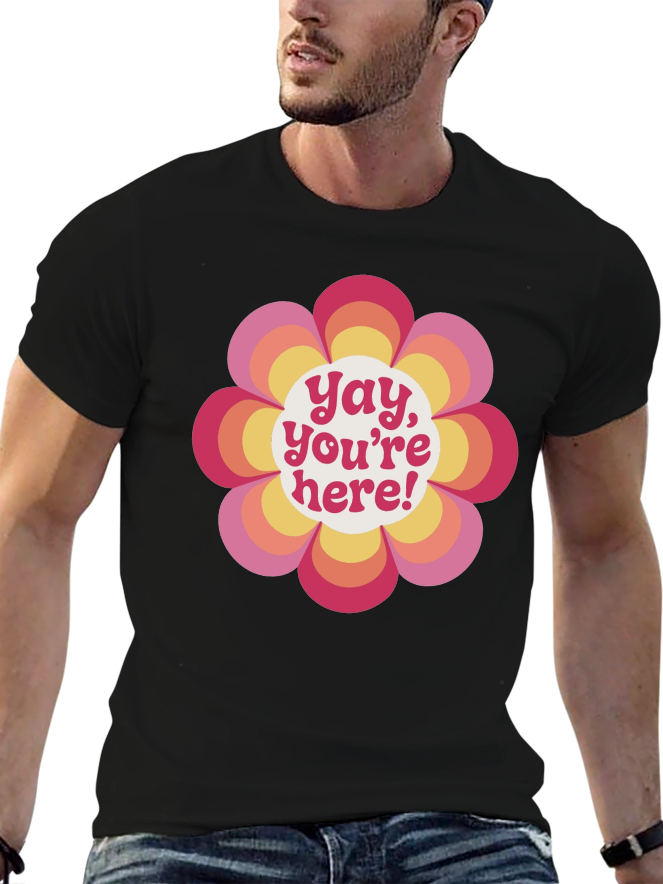 Black Retro Flower Power Graphic Tee - Yay, You're Here! view 6